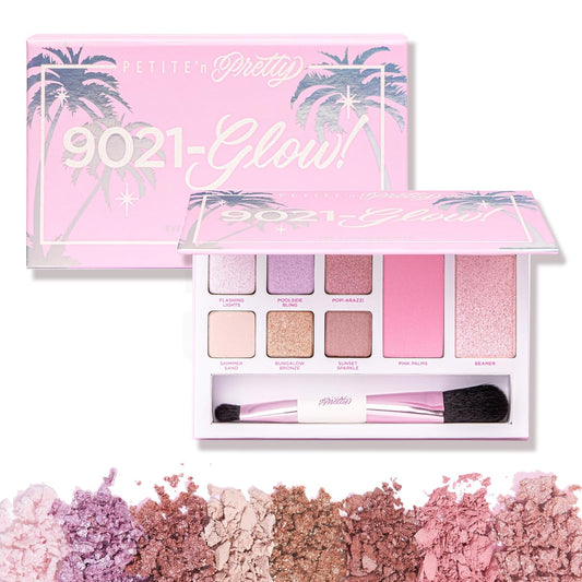 Petite ’N Pretty 9021 Glow! Eye & Cheek Makeup Palette for Kids, Tweens and Teens -3-in-1 Makeup Palette of Blush, Eyeshadow, and Highlighter, Non-Toxic, Made in USA