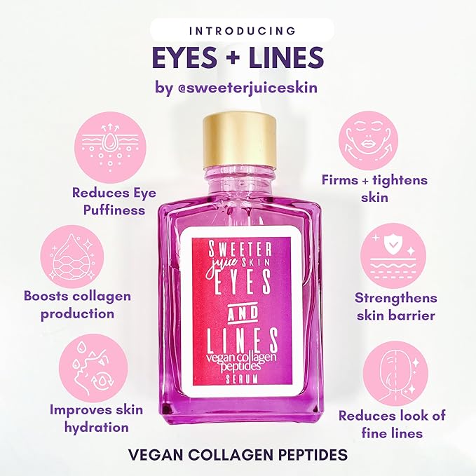 | Eyes + Lines Vegan Collagen Peptides Serum | 5 Peptides | Reduces Wrinkles & Dark Circles | Niacinamide, Hyaluronic Acid, MSM, Green Tea | Deep Hydration & Firmness | Ageless Beauty