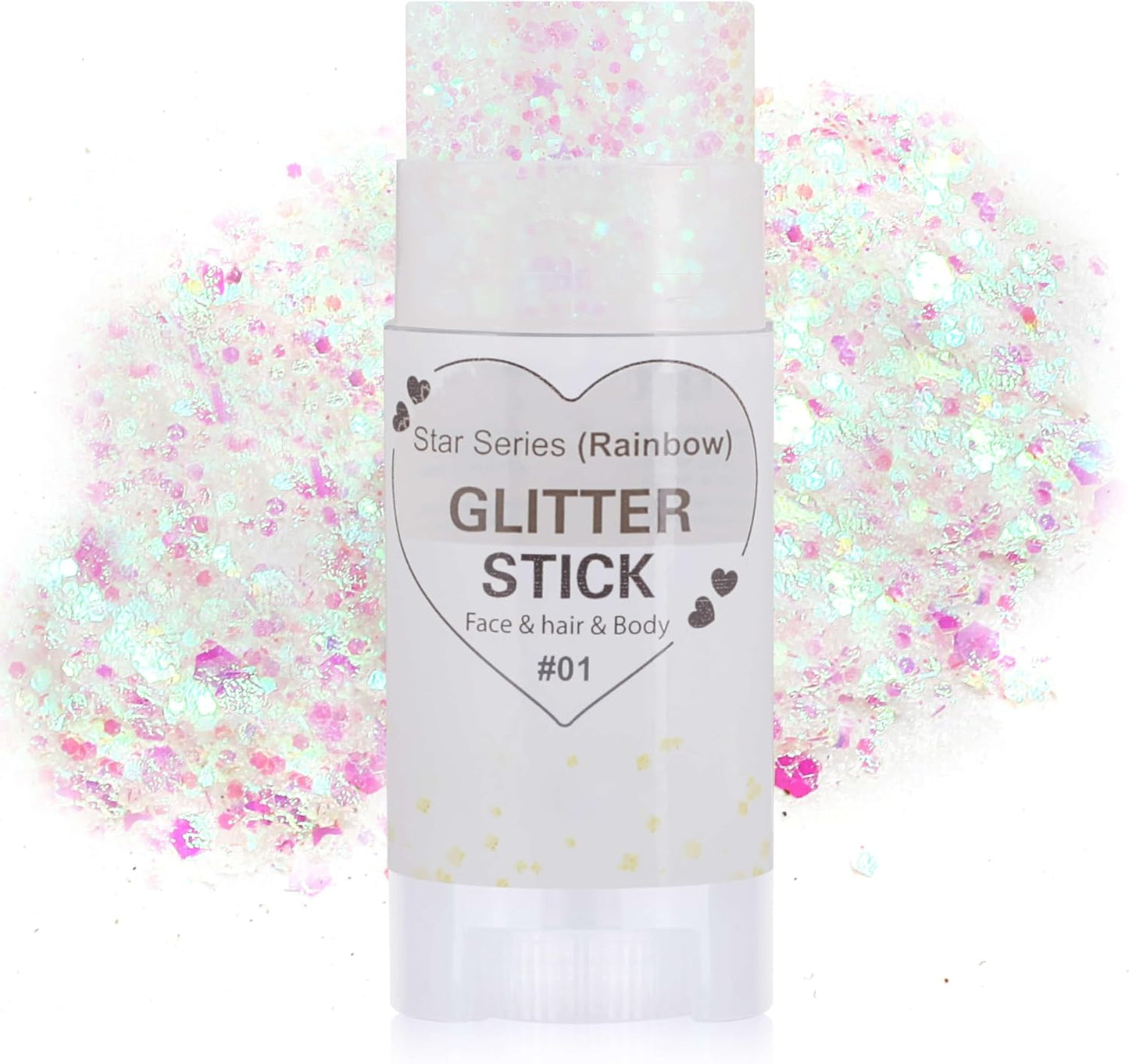 Rainbow White Hair Glitter Stick,Mermaid Costume Body Face Glitter, Singer Concert Halloween Star Glitter Makeup for Kids and Women,Waterproof Rave Accessories Sequins Body Paint