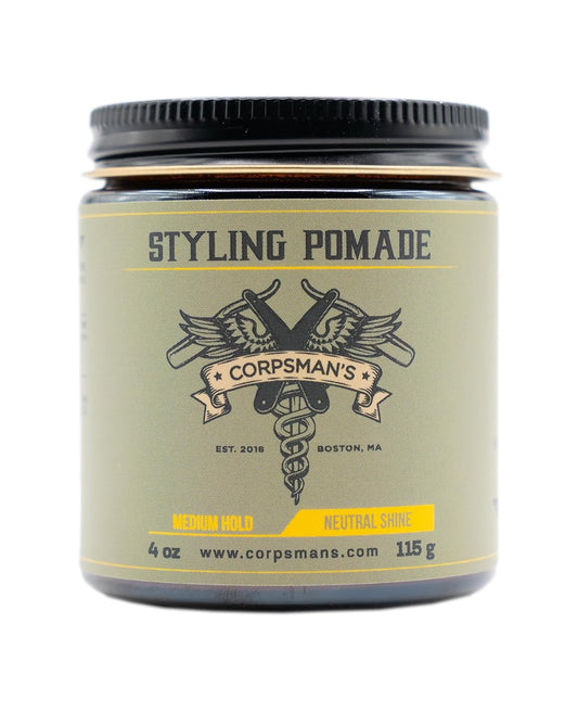 Corpsman's STYLING POMADE | Medium Hold | Neutral Shine | 4 ounce glass jar