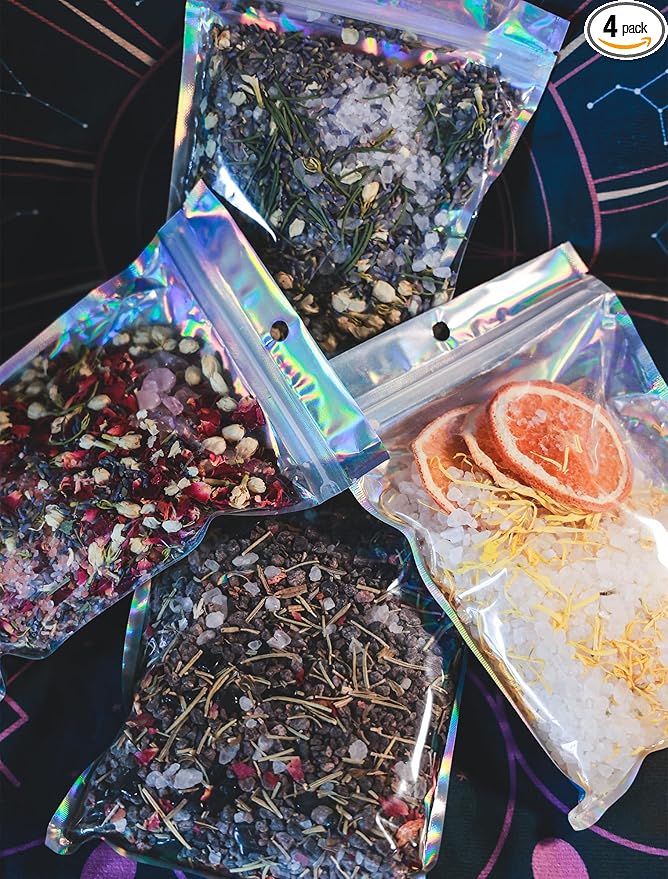 Natural Bath Salts, Botanical Bath Tea, Herbal Bath Tea, Salt Soak, Ritual Bath Salts, Self Care Set, Spiritual Bath Soak, Ritual Herbs