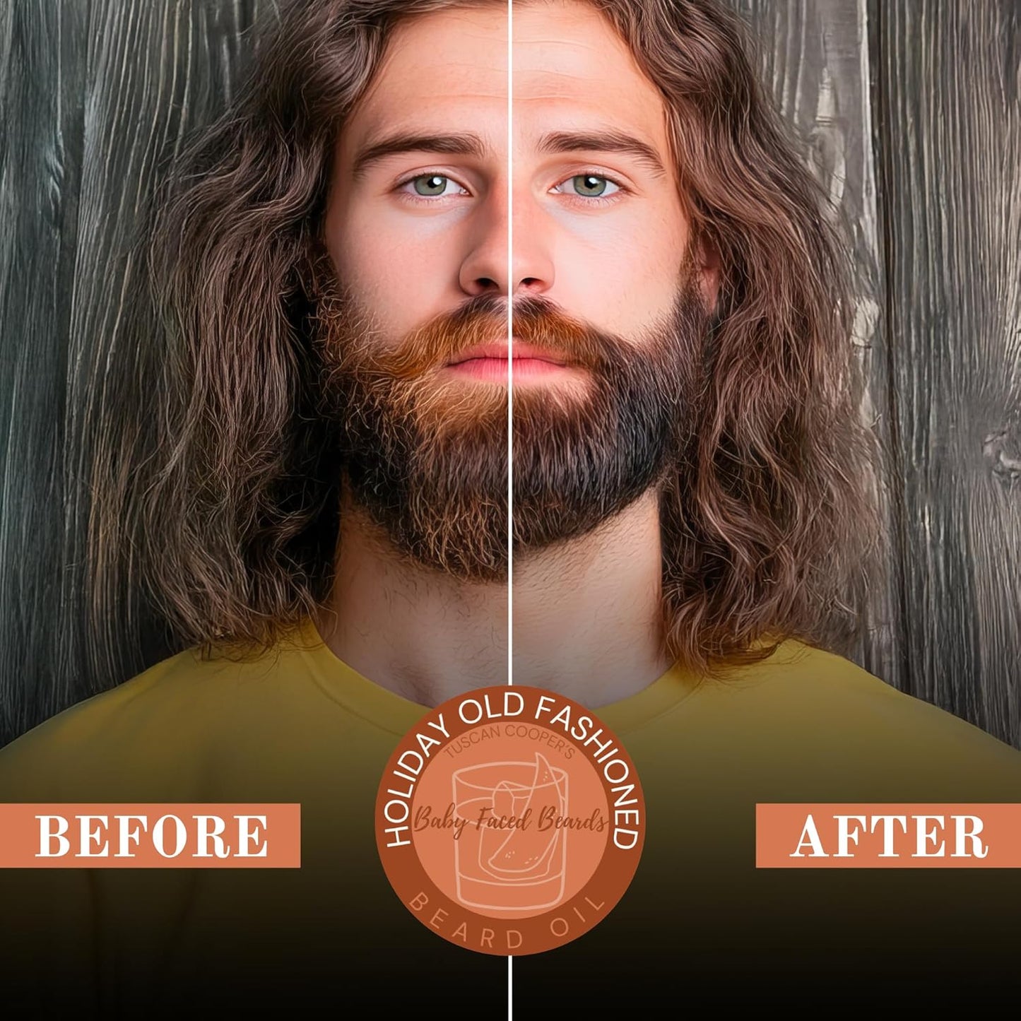 Tuscan Cooper's Baby Faced Beards Oil for Men - Hydrating, Nourishing, Natural Beard Softener and Conditioner for All Hair Types. Coconut, Jojoba, and Sweet Almond Moisture - Holiday Old Fashioned