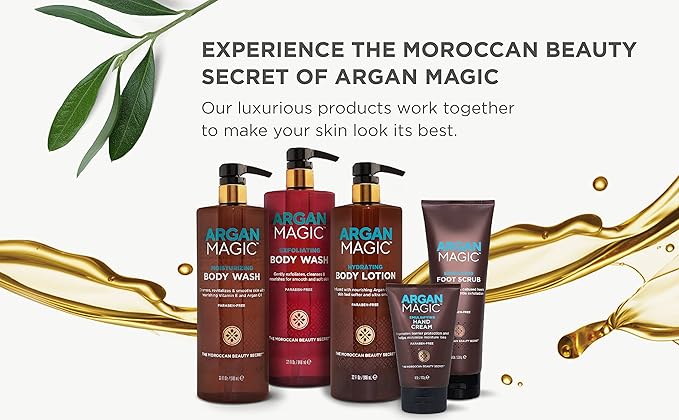 Argan Magic Hydrating Body Lotion with Argan Oil & Shea Butter for Dry Skin - Nourishes Skin, Restores Moisture, Smooths & Softens | Non-Greasy Formula | Paraben Free (32 oz)