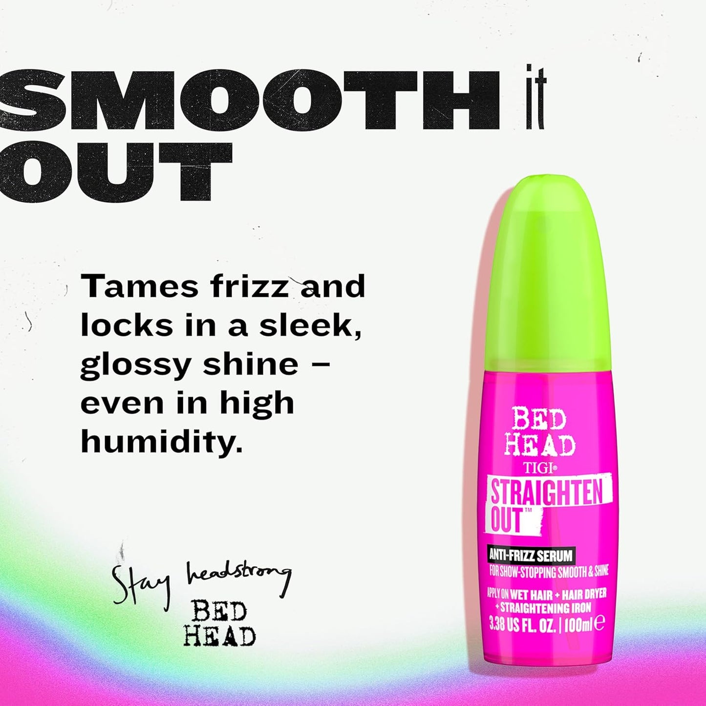 TIGI Bed Head Straighten Out Anti-Frizz Serum for Smooth and Shine, Sulfate-Free Styling Serum for All Hair Types