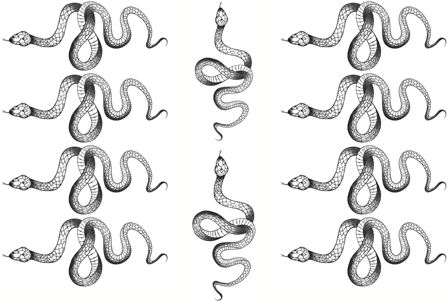 Fashion Realistic Big Size Black Snake Temporary Tattoo Stickers for Women Men Waterproof Fake Tattoo Waist Body Forearm Arm (Pack of 10)