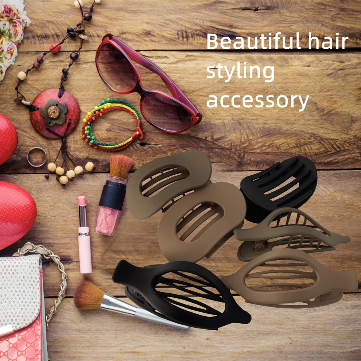 Flat Hair Claw Clips Non-Slip Large Claw Hair Clip for Women and Girls, Strong Hold Banana Hair Clips Jaw Clips for women 6 pcs