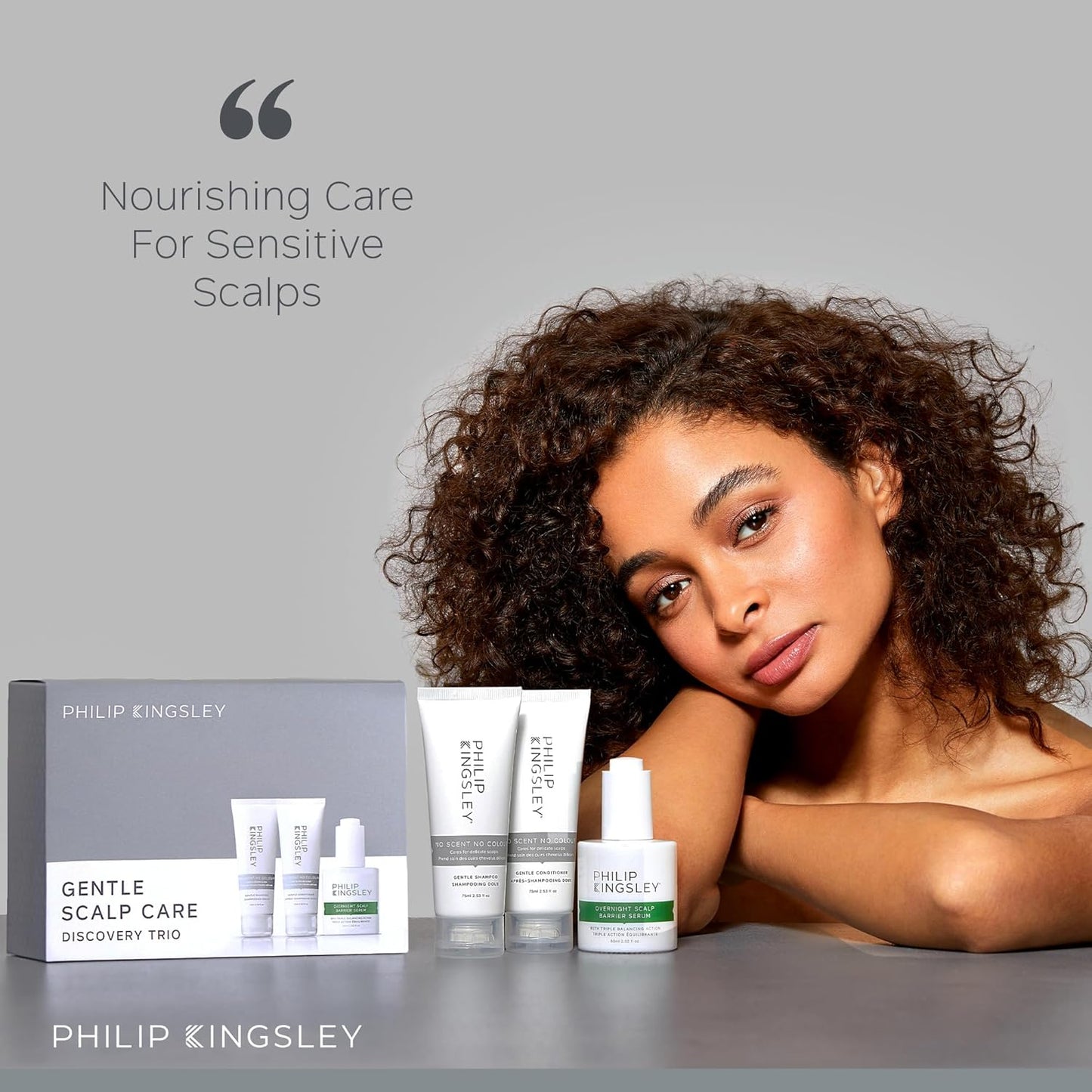 Philip Kingsley Scalp Care Discovery Collection - Includes No Scent No color Shampoo and Conditioner and Overnight Scalp Barrier Serum for Sensitive and Delicate Scalps