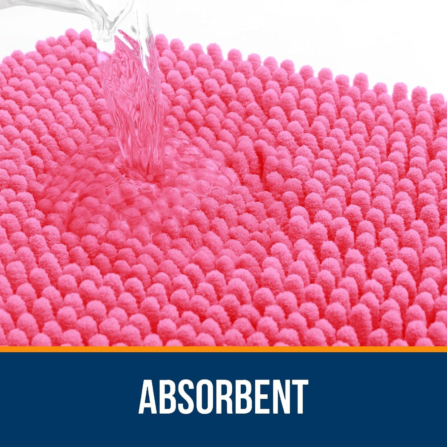 OLANLY Bathroom Rugs 40x32, Extra Soft Absorbent Chenille Bath Rugs, Rubber Backing Quick Dry, Machine Washable Bath Mats for Bathroom Floor, Tub and Shower, Home Decor Accessories, Hot Pink