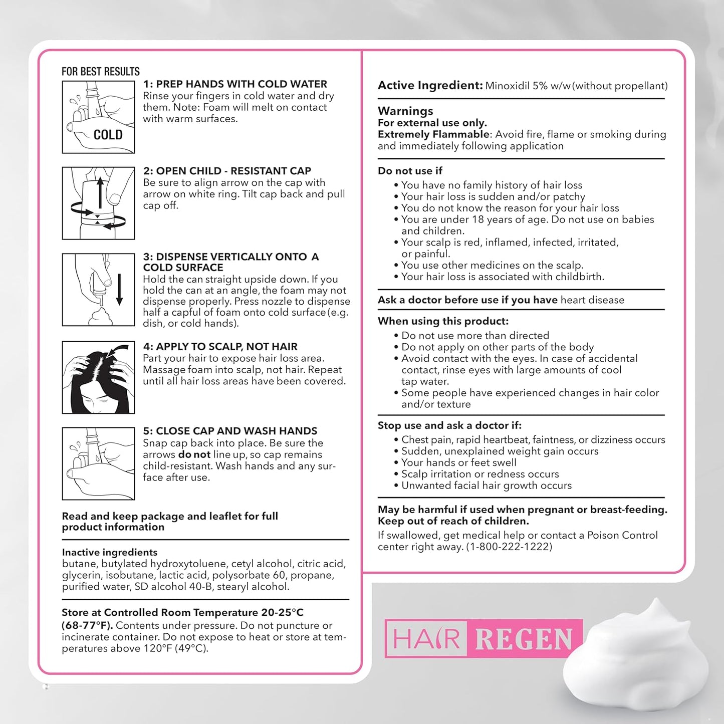 Hair-Regen Women’s 5% Minoxidil Foam – 1-Month Supply for Hair Regrowth – Clinically Proven Topical Treatment for Thinning Hair, Hair Loss & Female Pattern Baldness – Minoxidil for Women