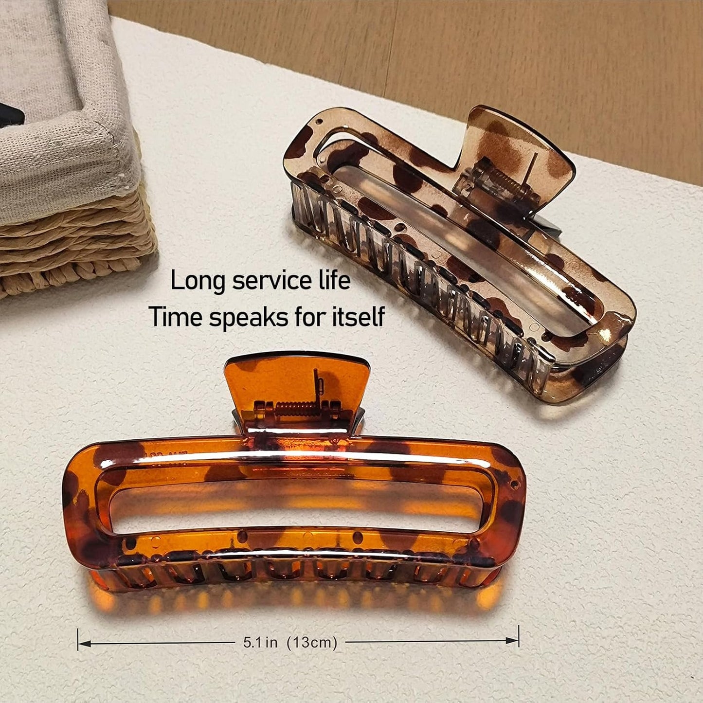 5 Inch Large Hair Claw Clips, No Slip Matte & Glossy Unbreakable Square XL Hair Clips for WomenThick Long Curly Hair, 7 Pack