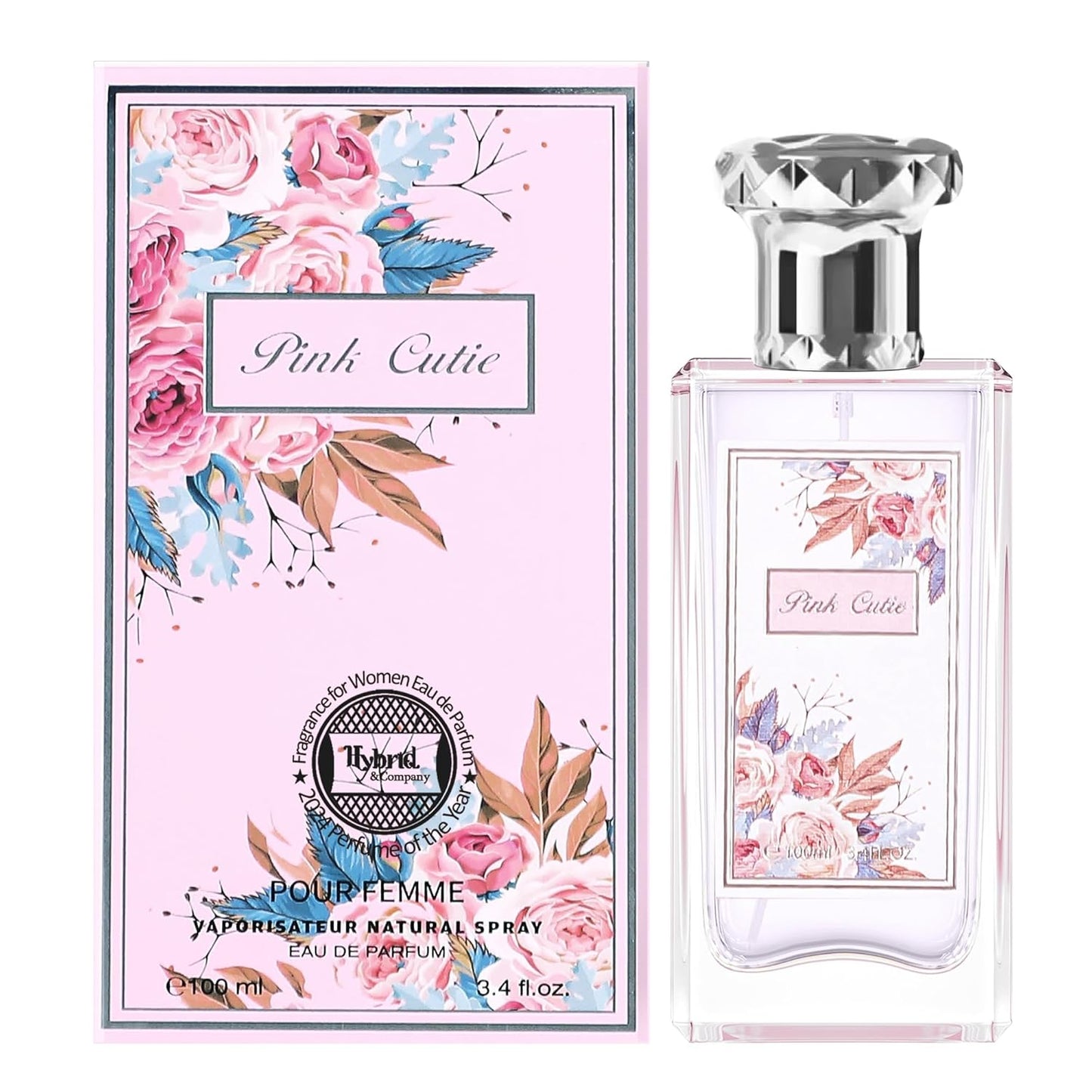 Hybrid & Company Women Pink Cutie Pour Femme Eau De Parfum Vaporisateur Natural Spray 3.4 Fl Oz