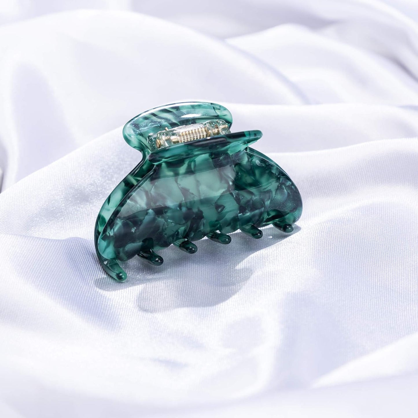 Handmade Celluloid Acetate French Design Barrettes Tortoise Shell Claws Hair Claw Luxury Fashion Accessories Hair Clip for Women (Forest)