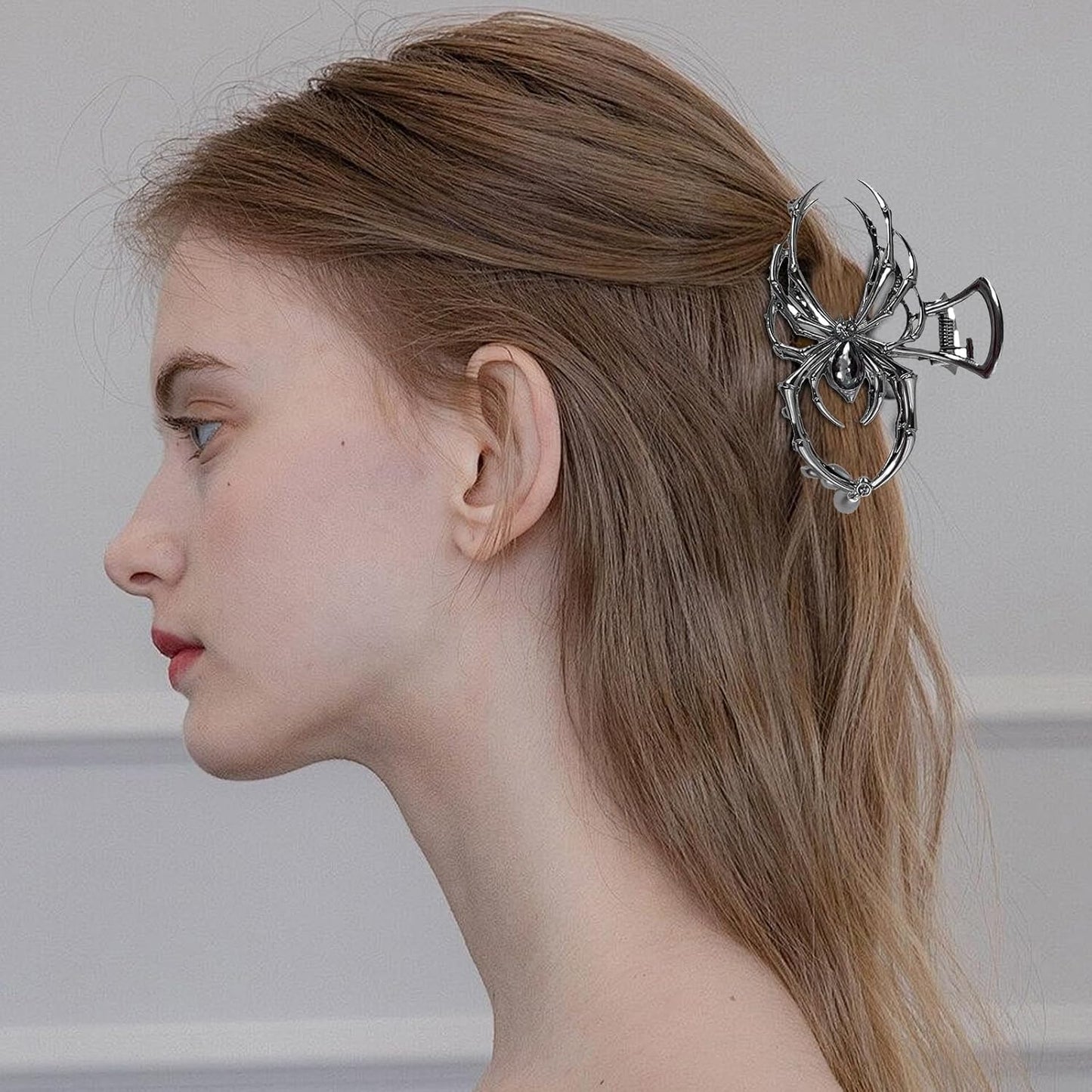 Halloween Spider Hair Claw Clips - Metal Black Alloy Nonslip Strong Hold Jaw Clips - Punk Gothic Spider Style 3