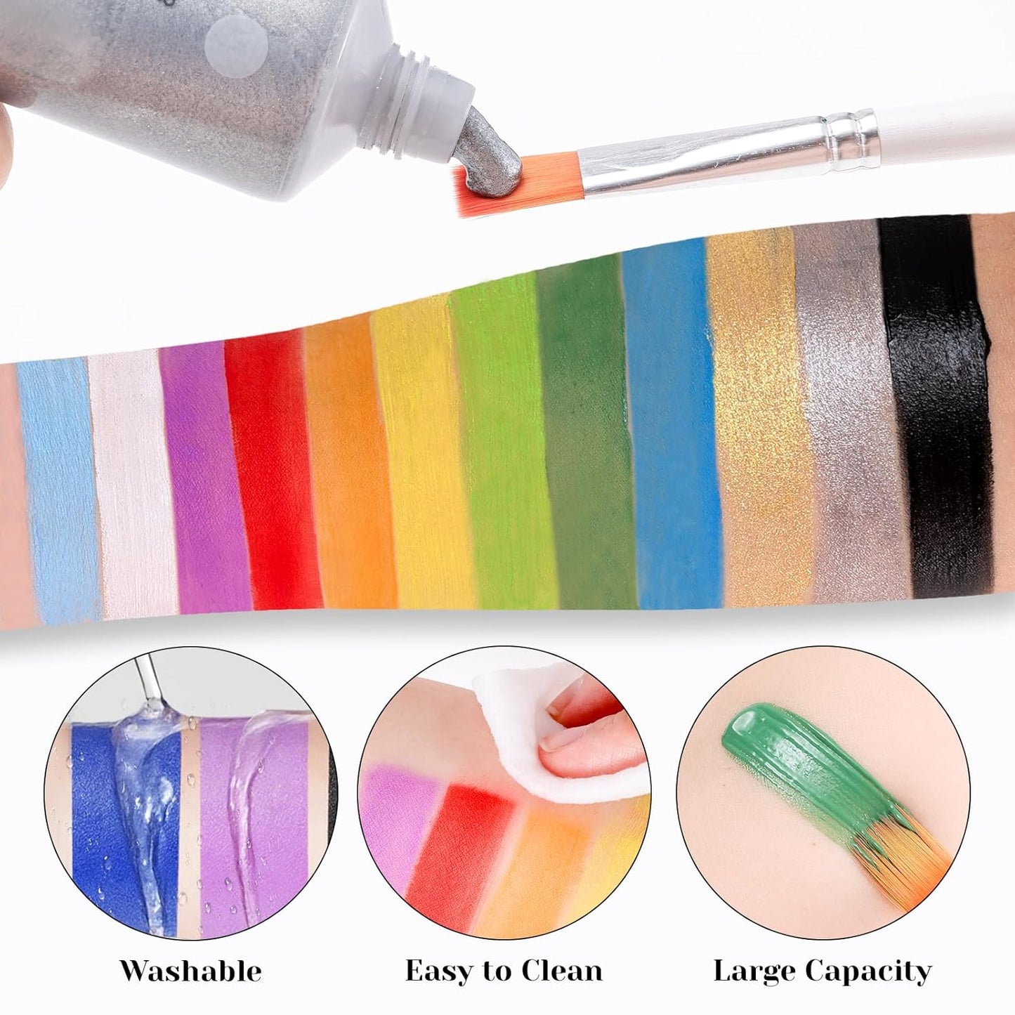 Gold Face Paint 70ml - Royal Gold Water-Based Body Paint for Creative SFX Makeup - Non-Toxic High-Pigment Face Body Paint for Adults Halloween SFX Cosplay Makeup, Theater, Stage shows