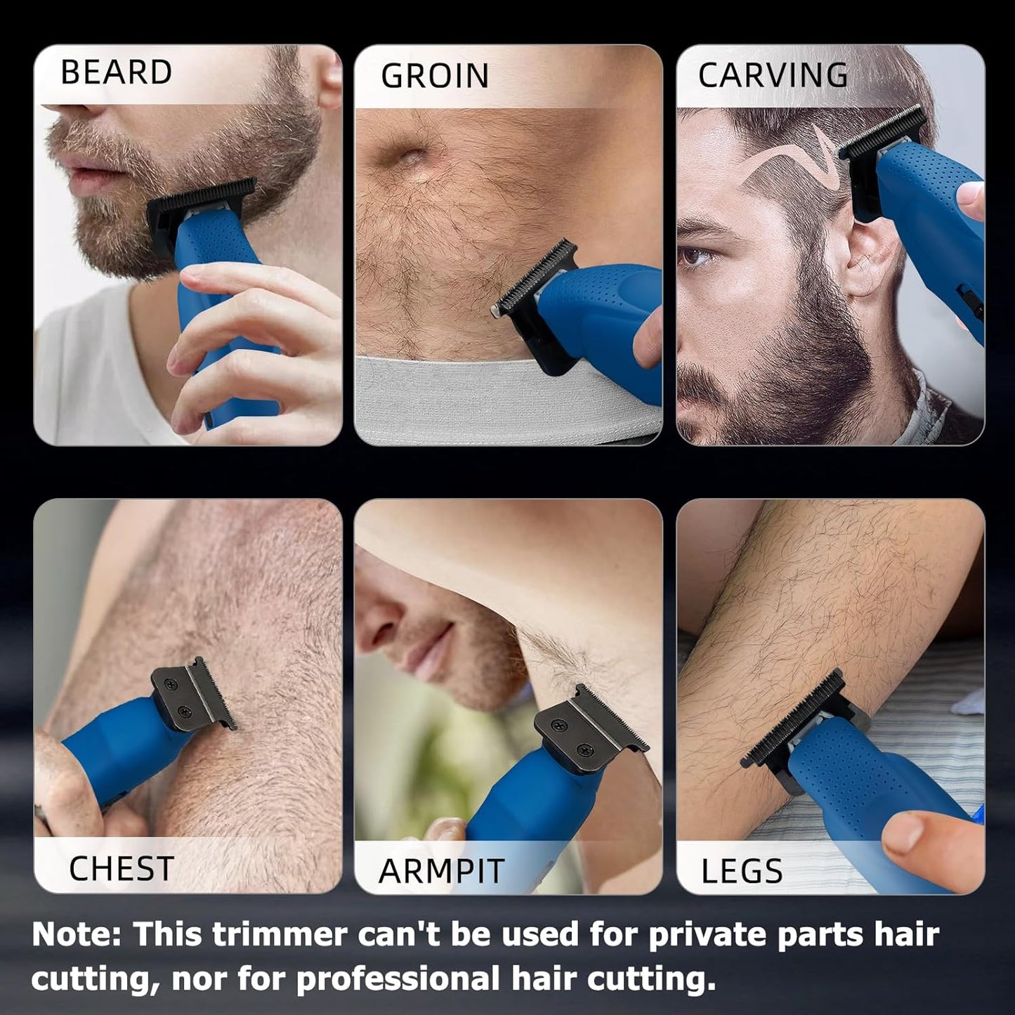 Professional Beard Trimmer for Men - Electric Hair Clippers, Zero Gapped T-Blade Edgers, Cordless Rechargeable Mustache Trimmer Grooming Kit for Body