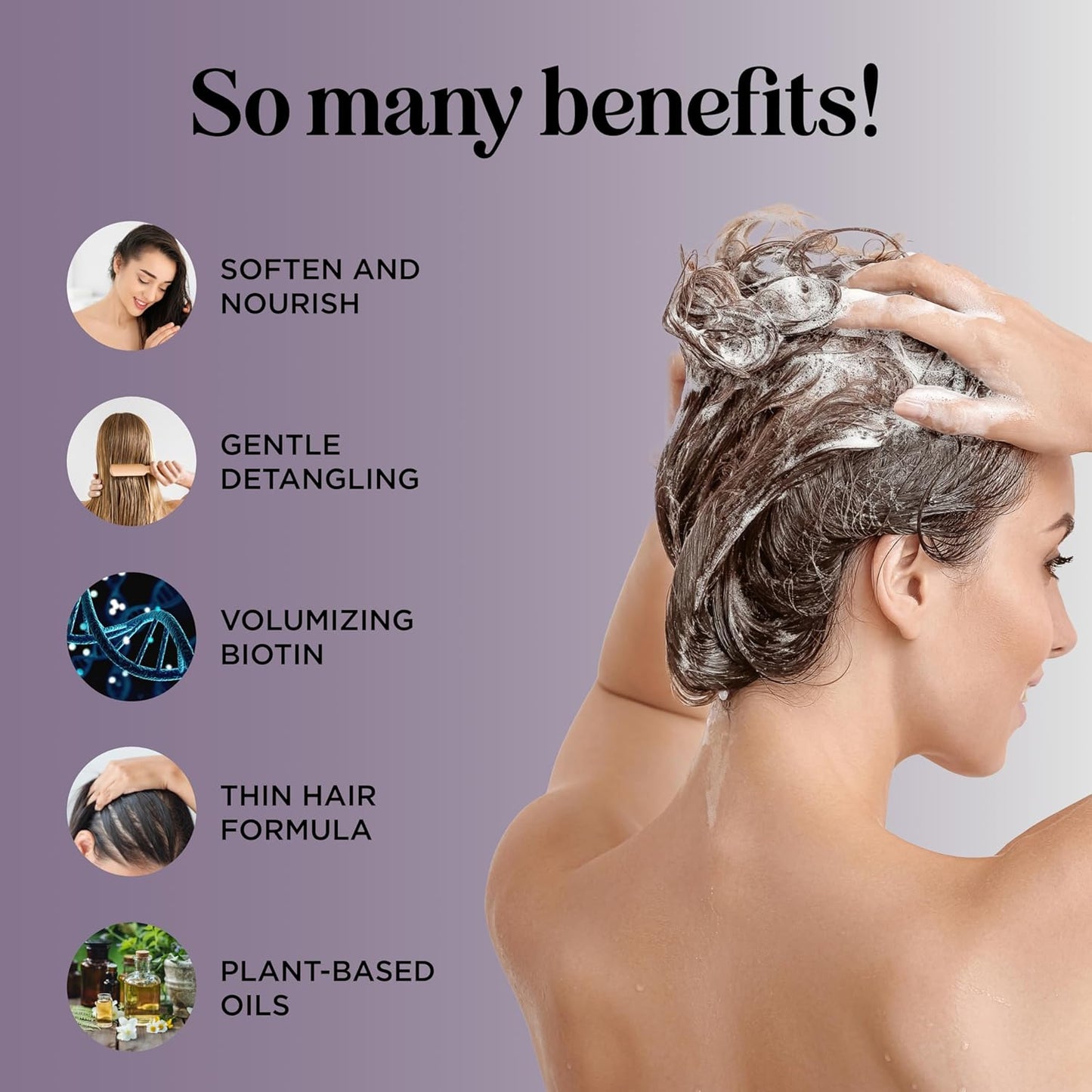 Advanced Biotin Shampoo and Conditioner Set - Sulfate and Paraben Free Shampoo and Conditioner for Thinning Hair with Rice Water Black Castor Caffeine Collagen and Rosemary Essential Oil (16 Fl Oz)