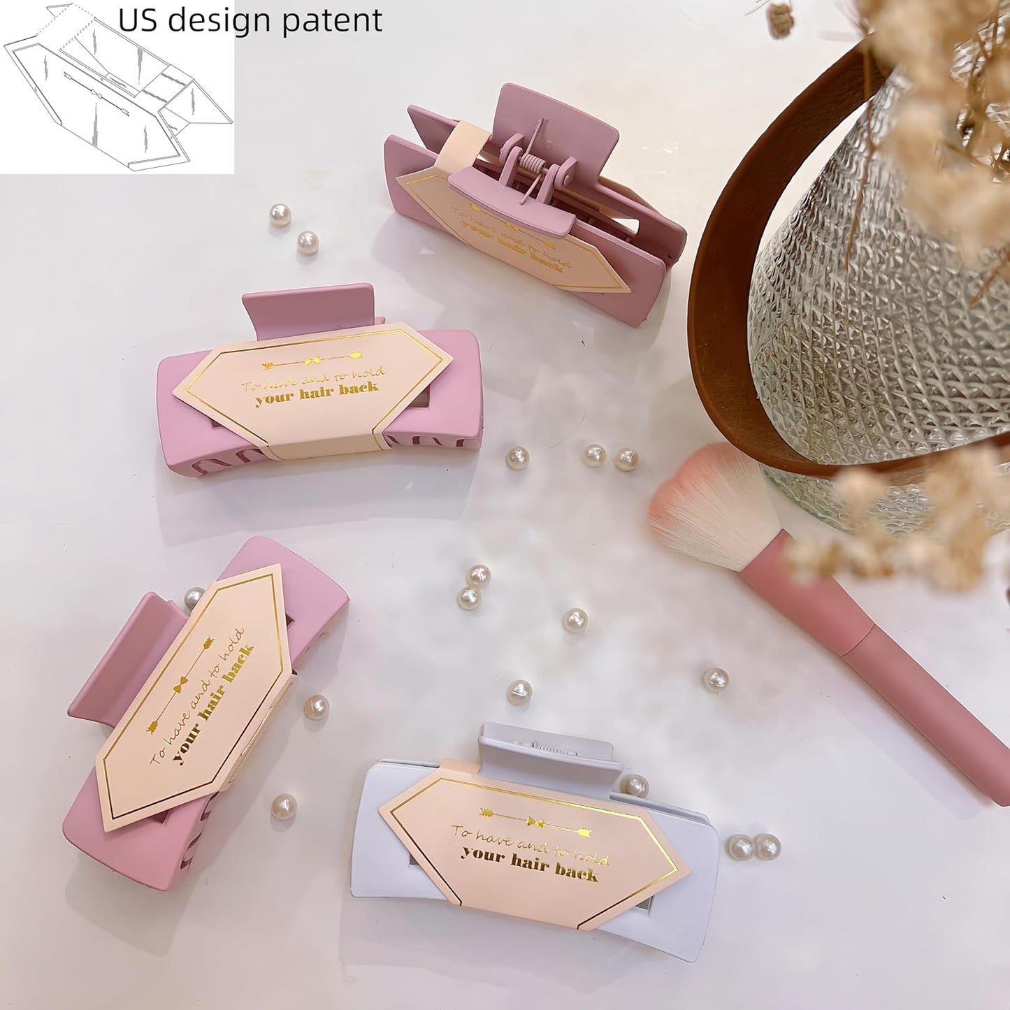 Bridesmaid Proposal Gifts 4.1inch 12pcs Square Hair Claw bachelorette party accessories Clips for Wedding Party Favors (White)