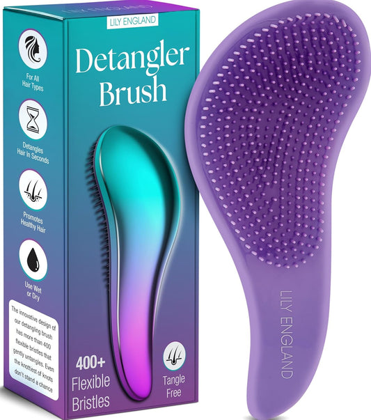 Lily England Detangler Hair Brush for Curly, Thick, Straight & Natural Hair - Gentle Detangling Brush for Women, Kids & Toddlers with Flexible Bristles - Smooth Hairbrush for Wet & Dry Hair, Ombre