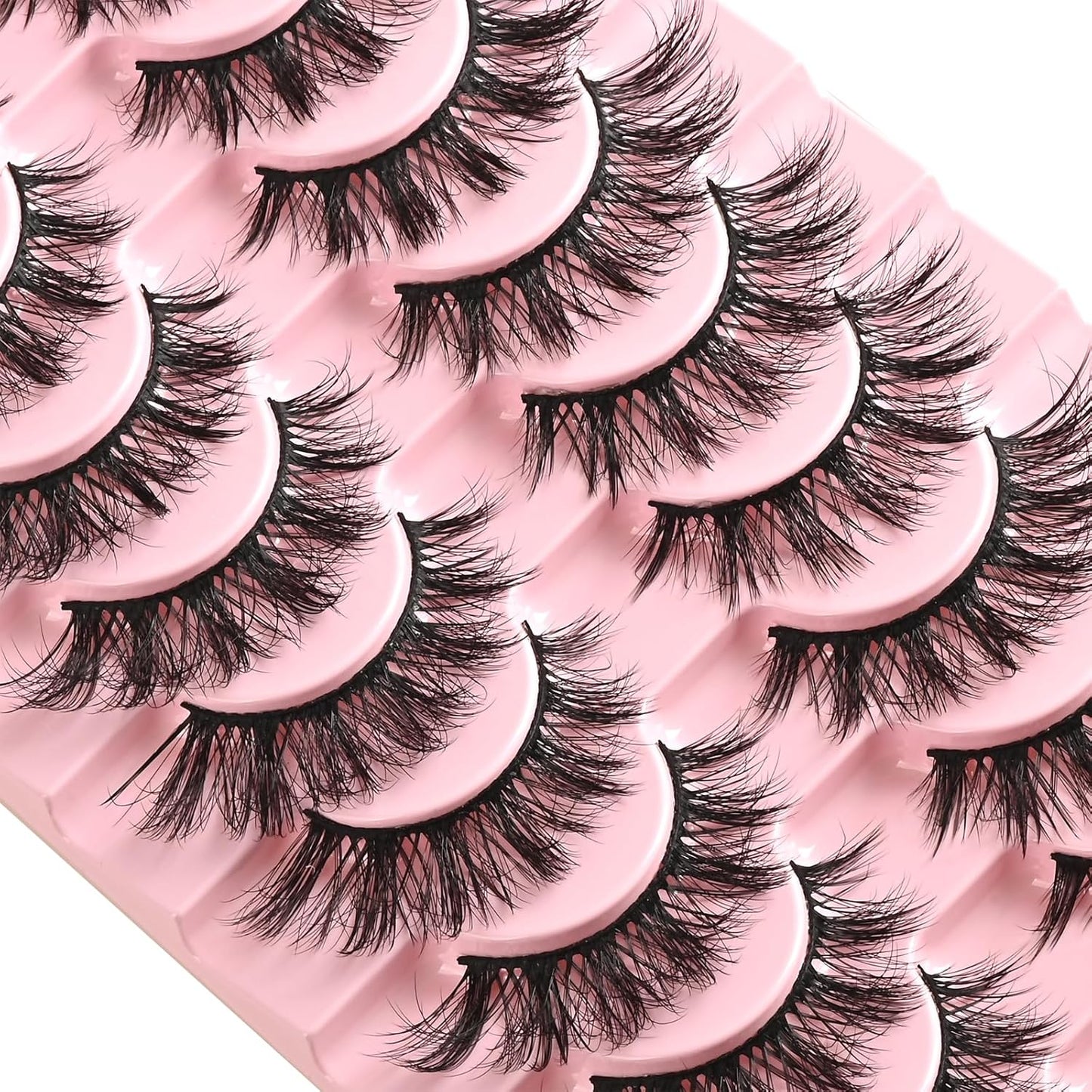 FARRED Cat Eye Lashes False Eyelashes Short Natural Eyelashes 15mm Fluffy Wispy Strip Eyelash 10 Pairs Cute Natural Fake Lashes Packs Small Full Pestañas Set (C9 | 9-15MM)