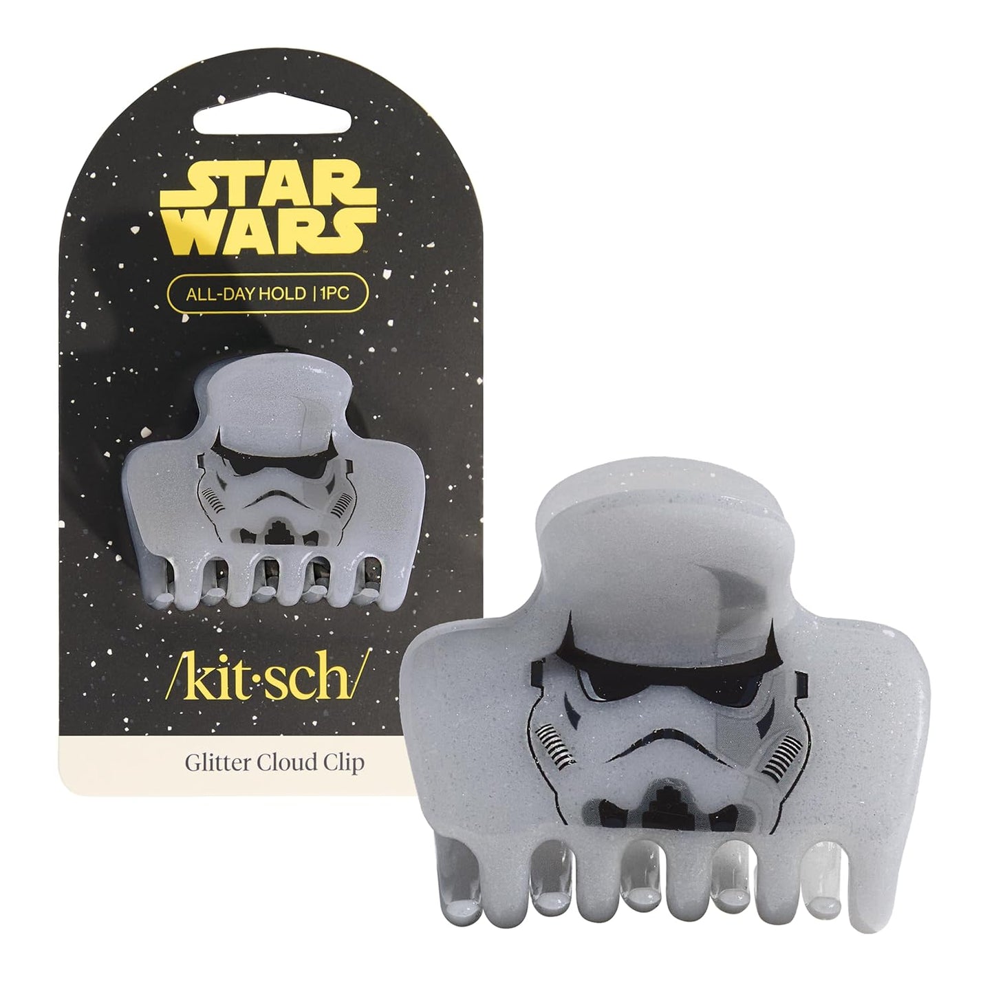Kitsch x Star Wars Stormtrooper Glitter Hair Clip for Women – Iconic Galaxy-Inspired Claw Clip | Eco-Friendly Recycled Plastic, Strong Secure Grip | Ideal Gifts for Women, Hair Accessories for Girls