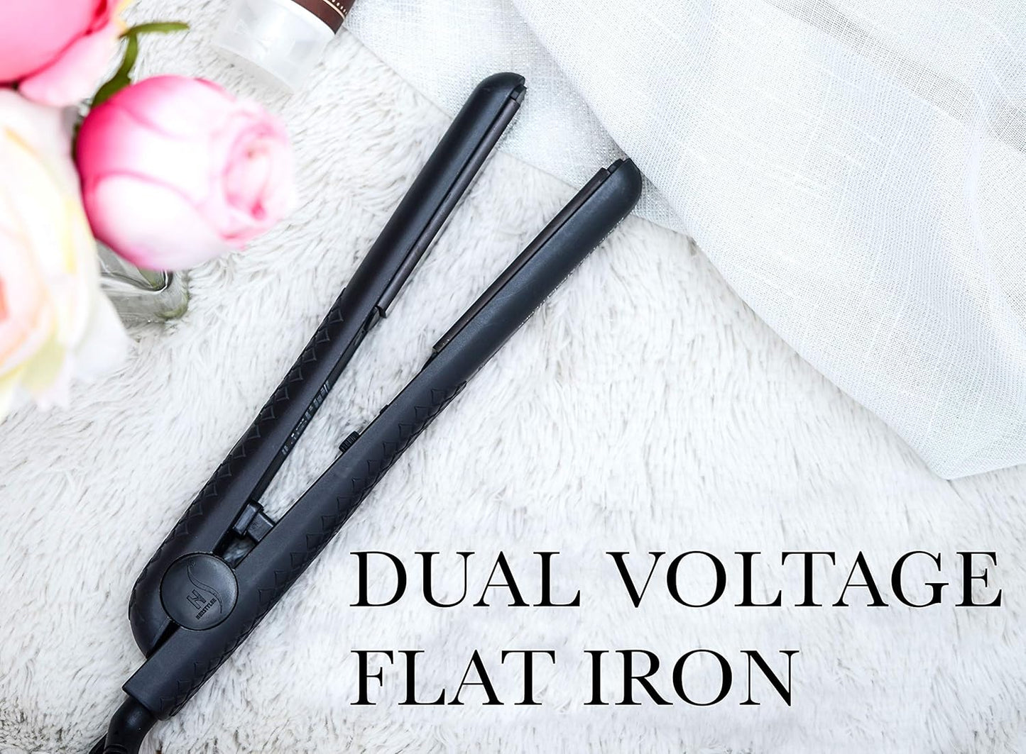 Herstyler Superstyler Onyx Ceramic Flat Iron - Ceramic Hair Straightener with Adjustable Temperature - Travel-Friendly Dual Voltage Flat Iron