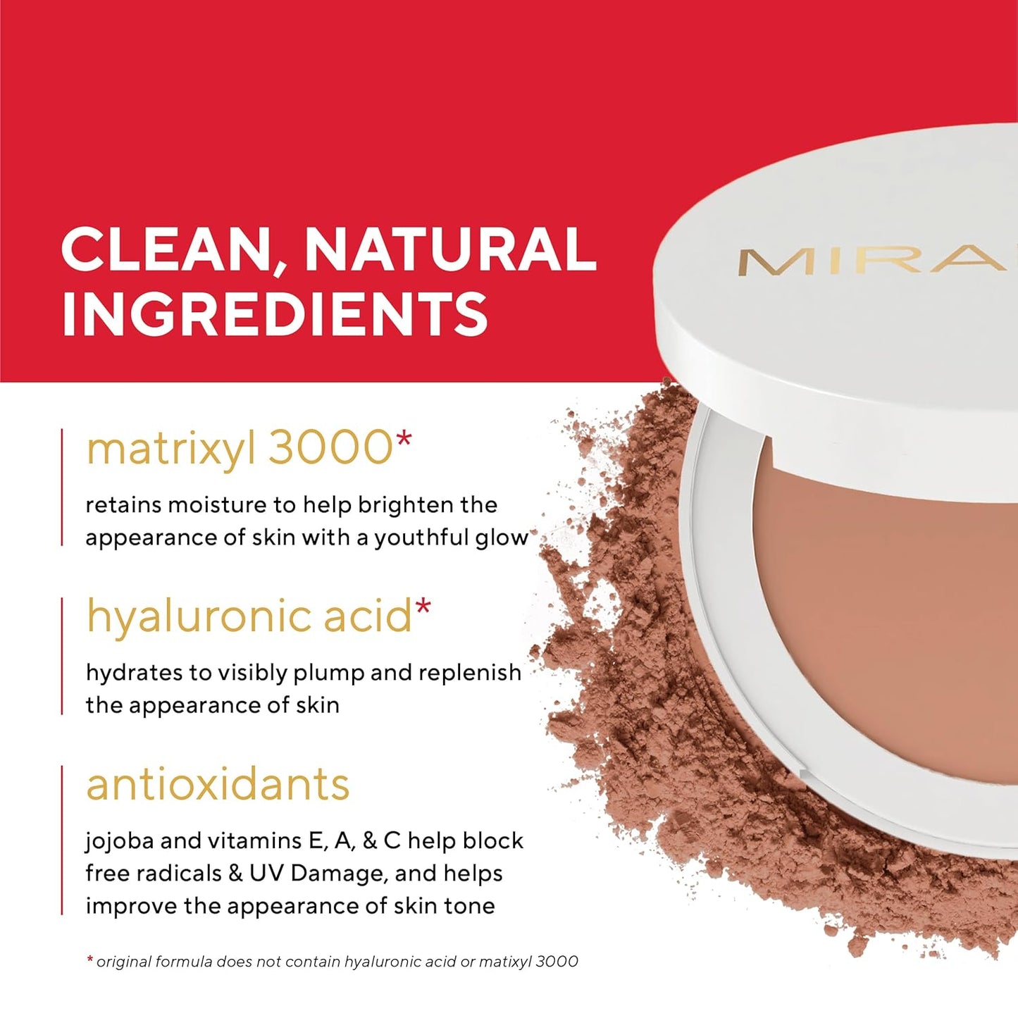 MIRABELLA - Invincible for All Pure Press Foundation, HD-Finish Pressed Powder, Buildable Mineral Pressed Powder Compact with Jojoba & Triglyceride, Age-Defying Makeup for All Skin Types, Porcelain P1