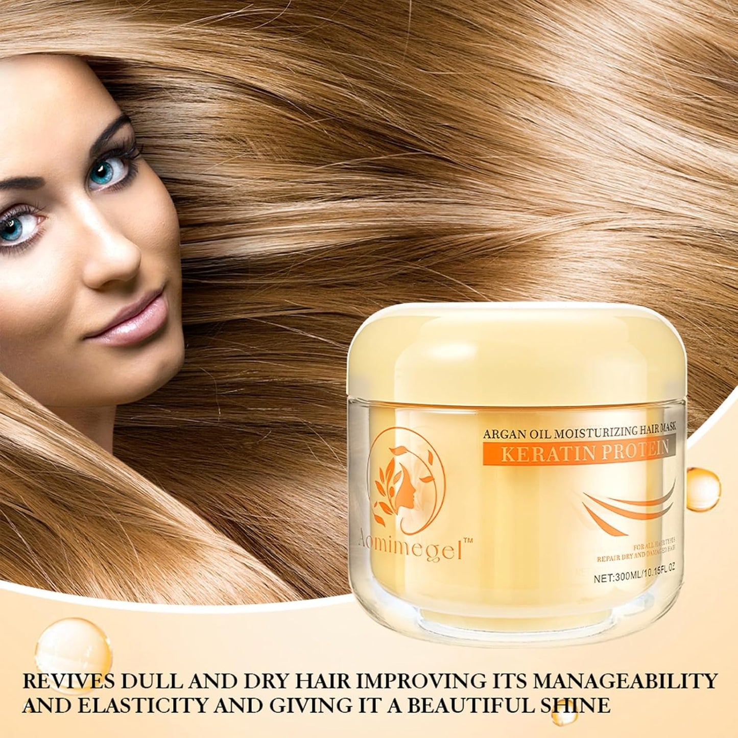 Collagen Hair Mask,Deep Repair Conditioning Argan Oil Hair Mask for Damaged Hair Treatment, Deep Conditioner Hydrating Hair Masque for All Hair Types 10.15oz 300ml