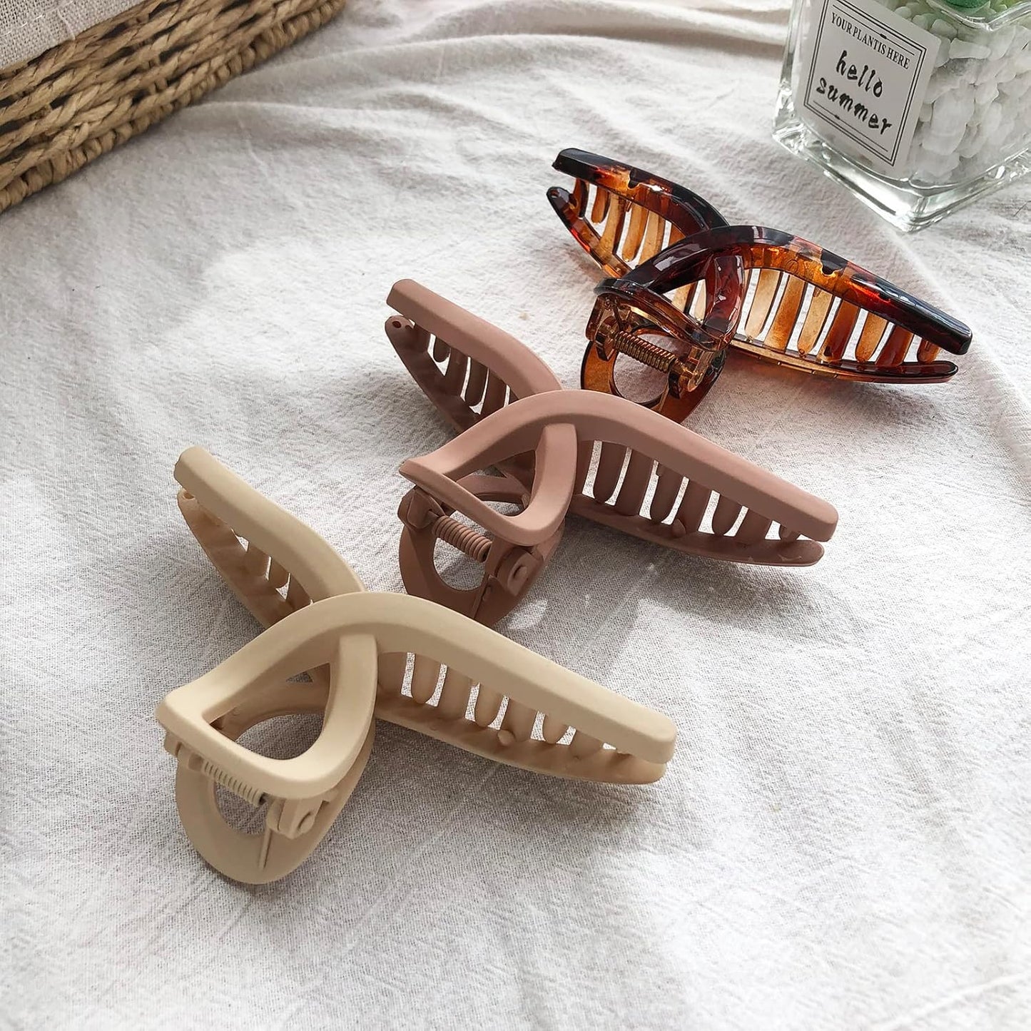 Hair Claw Clips Large 4.3 Inch No Slip Big Matte Glossy Butterfly Clip for Thin Fine, Medium Thick Hair Women, 5 Pack