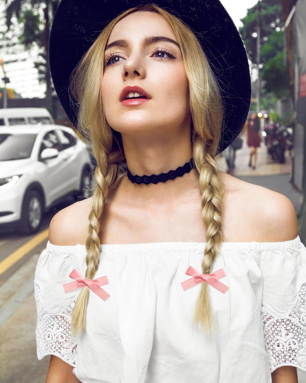 12 PCS Small Hair Ribbon Bow Clips for Women, Girls, Teens, Toddlers, Pink Coquette Barette Hair Clips Accessories