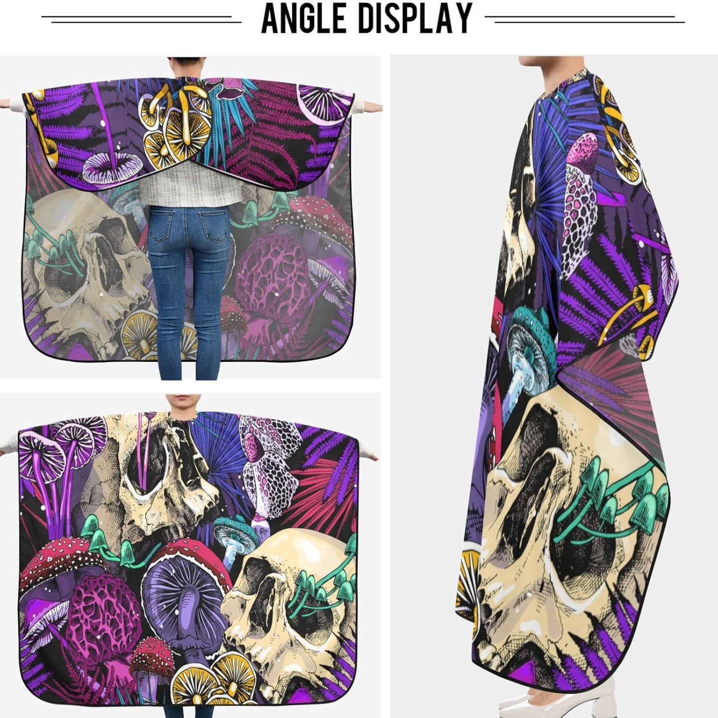 visesunny Skull Doodle Barber Cape Polyester Hair Cutting Salon Cape Apron Anti-Static Haircut Water-Resistant Shaving Cloth Beard Shaving Bib Hairdressing Cape