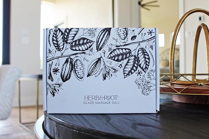 Massage Oil Gift Set, Warming Massage Oils for Couples, Vanilla, Cocoa, and Honey, Edible Massage Oils by Herb & Root, Blend to Relax Tense Muscles, Hypoallergenic Skin Therapy,