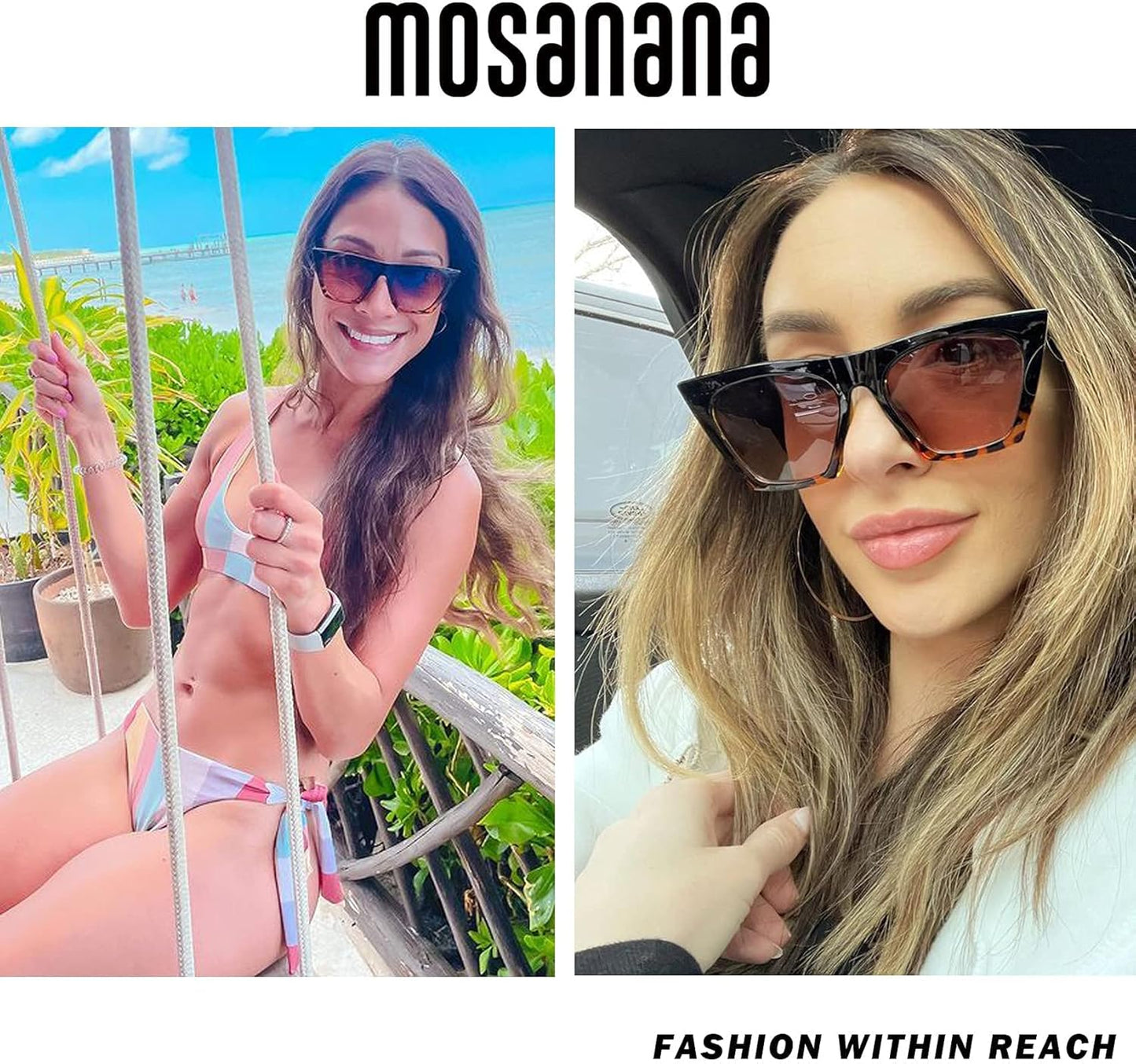 mosanana Square Cat Eye Sunglasses for Women Trendy Retro Cool MS51801