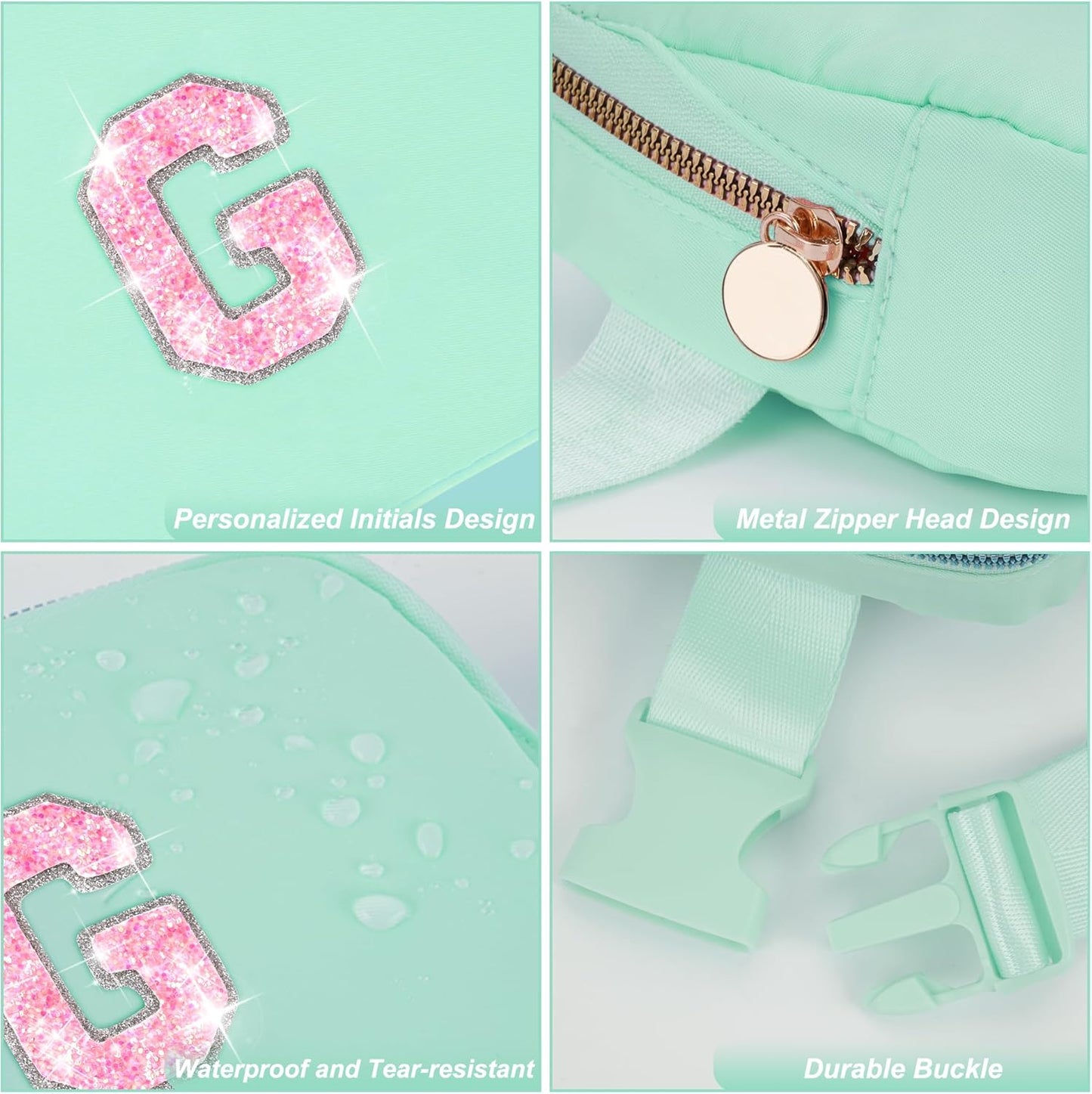 Fanny Pack Belt Bag Crossbody Bags with Initials Letter Patch Trendy Stuff for Teens Cute Stuff Birthday Gifts for Teenager Girls | Light Green,Initial G