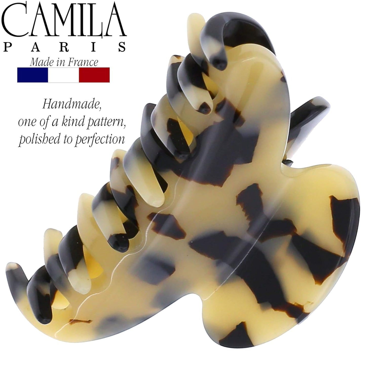 Camila Paris CP3060 French Hair Clip for Women, Handmade, Ivory Tokyo, Small, Girls Hair Claw Clips Jaw, Durable Styling Hair Accessories for Women, Strong Hold Grip, Made in France