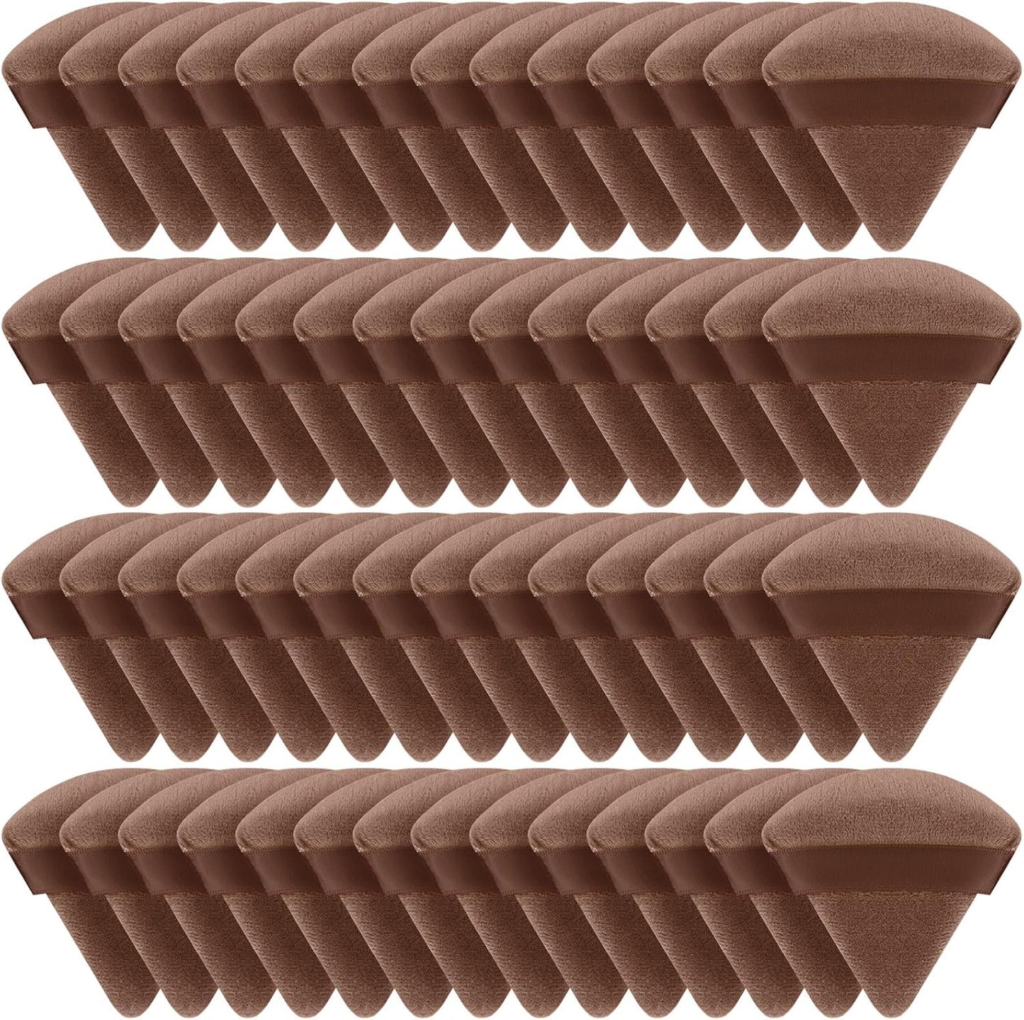 Suclain 48 Pcs Velour Triangle Powder Puff Soft Velour Makeup Puff for Face Powder Makeup Triangle Sponges for Wet and Dry Cosmetic Foundation Loose Mineral Body Tool(Brown)
