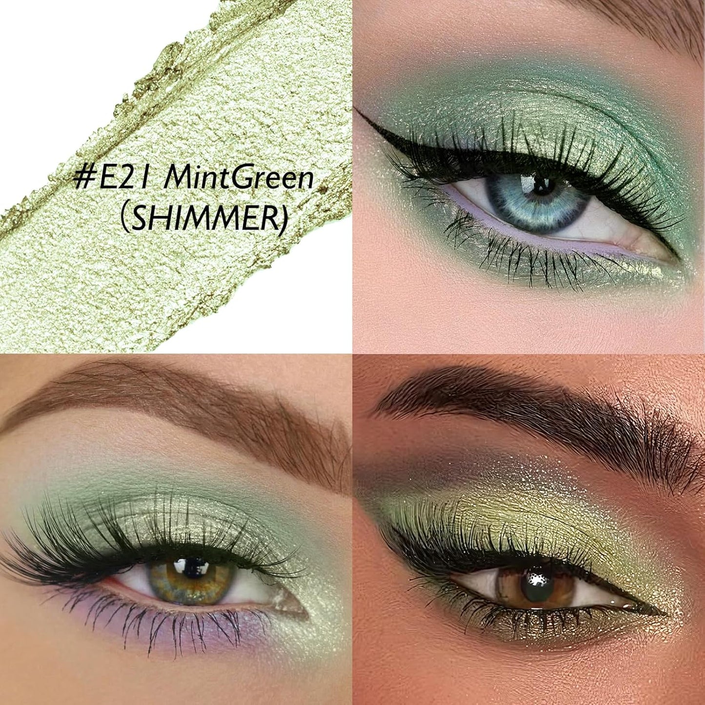 Glitter Eyeshadow Stick - Mint Green Shimmer Long Lasting Cream Eye Shadow Pencil Buildable Sparkling Face Highlighter Makeup, Lightweight Waterproof & Smudge Proof for Easy Application