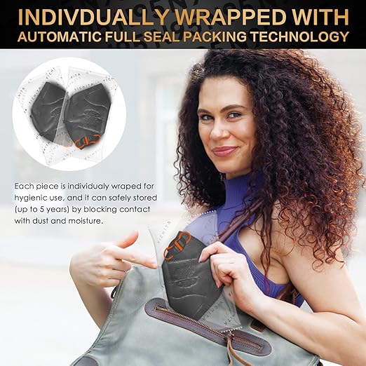 N95 Mask NIOSH Approved 50-Pack, Particulate Respirator N95 Face Masks Universal Fit - Individually Wrapped, Black