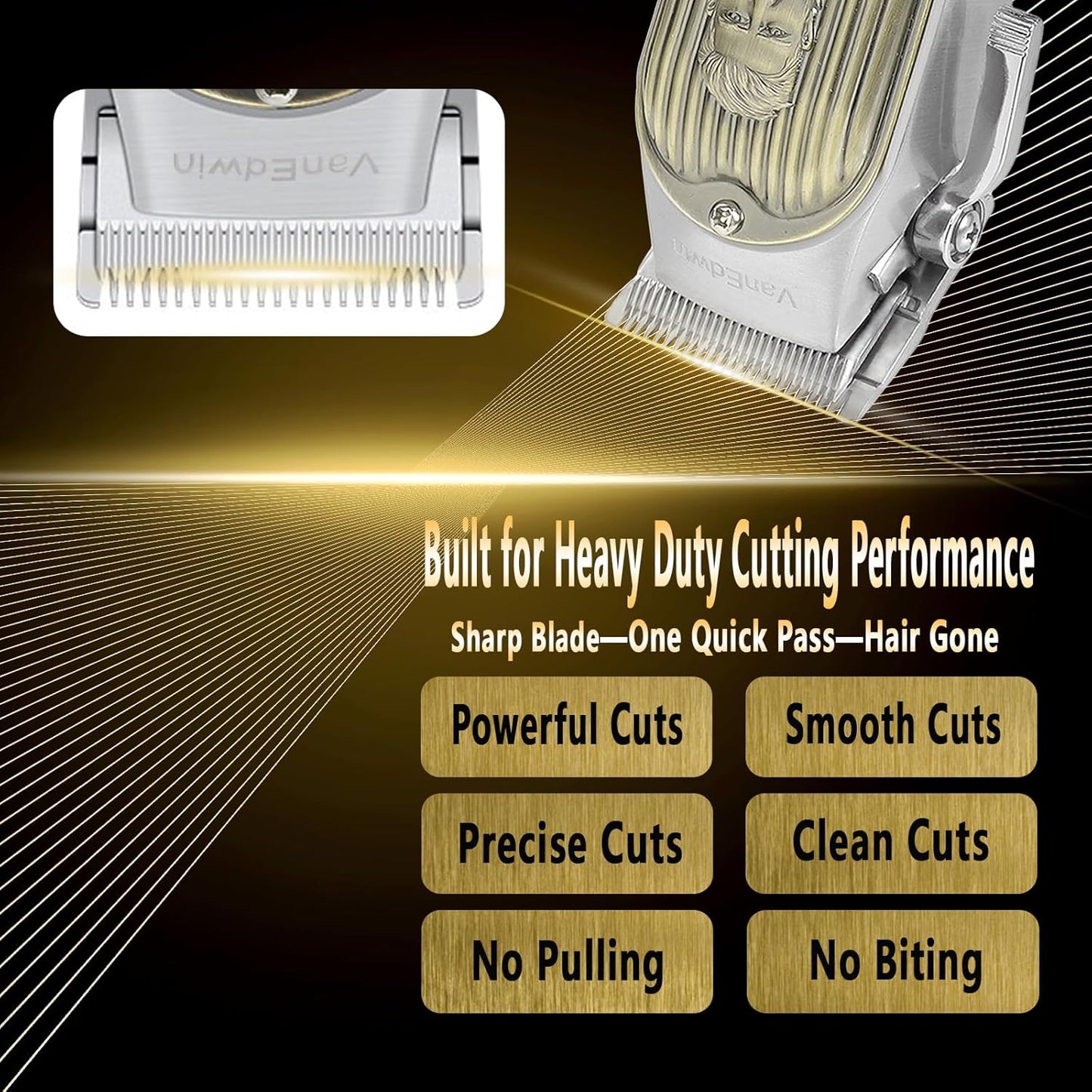 VanEdwin Heavy Duty Professional Hair Clippers for Men, Premium Feel, Texture & Grip, Cordless Mens Hair Clippers for Barbers, Quiet Hair Trimmer for Men & Kids, Clippers for Hair Cutting