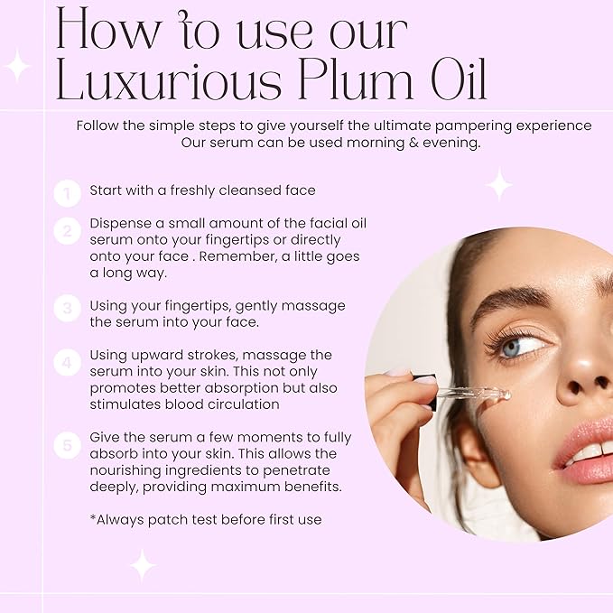 Organic Plum Oil Cold Pressed for Face Anti-Aging Facial Moisturizer Plumping Miracle Serum Natural Skincare Beauty Glow Antioxidant 1 Fl Oz/30mL
