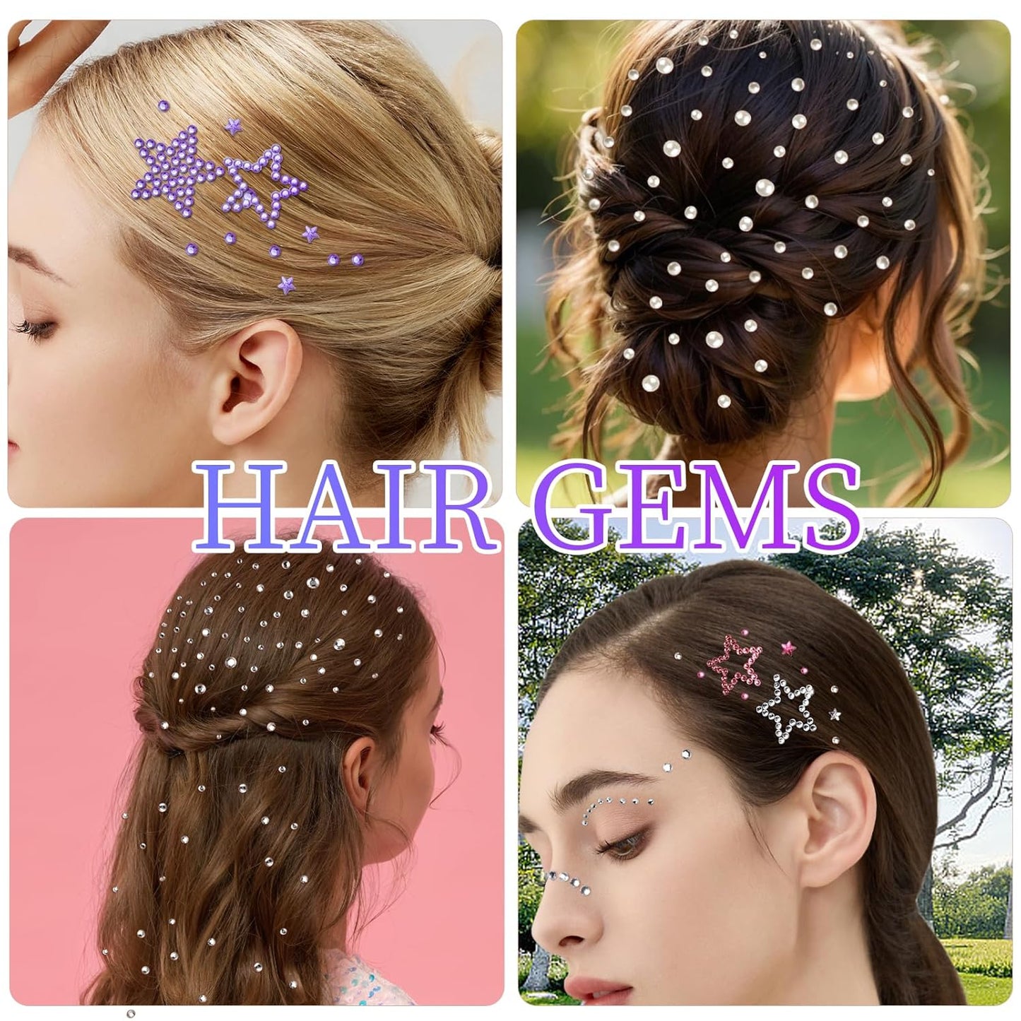 Teenitor Star Face Stickers Star Face Gems For Kids Women, Self Adhesive Face Rhinestones Hair Gems for Face, Body, Hair Makeup, Star Accessories Face Jewels For Women Kids