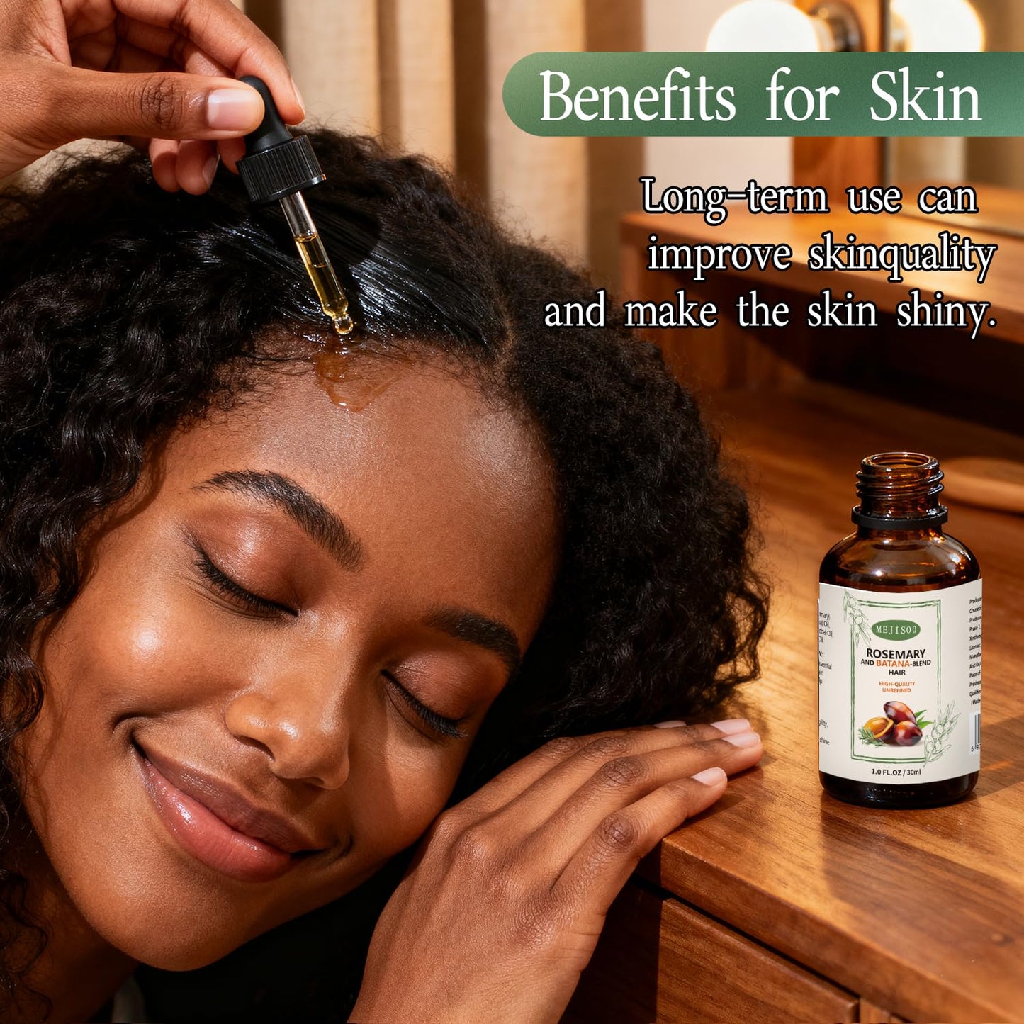 Organic Batana Rosemary Oil for Hair Growth & Anti-Hair Loss, Natural DHT Blocker Scalp Treatment for Thinning Hair, Nourishing Dry Scalp & Strengthening Follicles Cold-Pressed, Non-Greasy, 1 fl oz