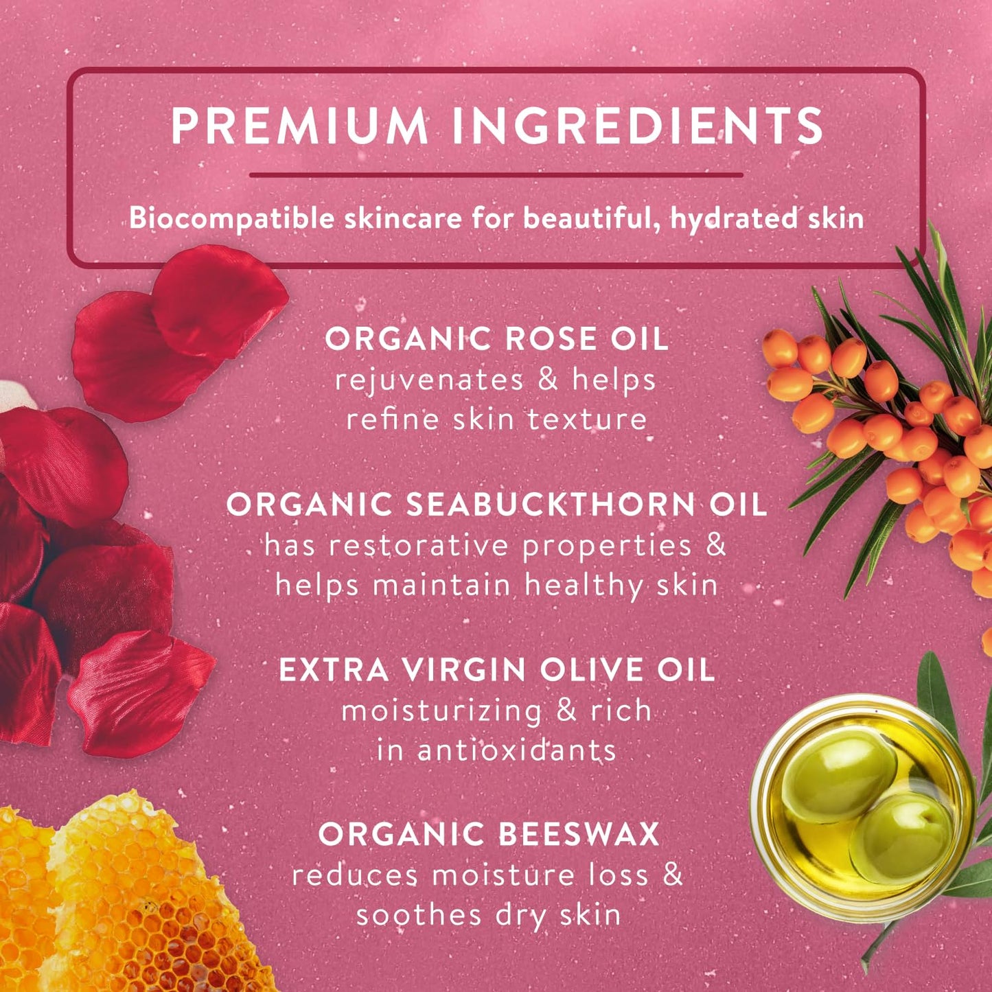 Badger Rose Beauty Balm, Intensive Moisturizer, 28 g/1oz