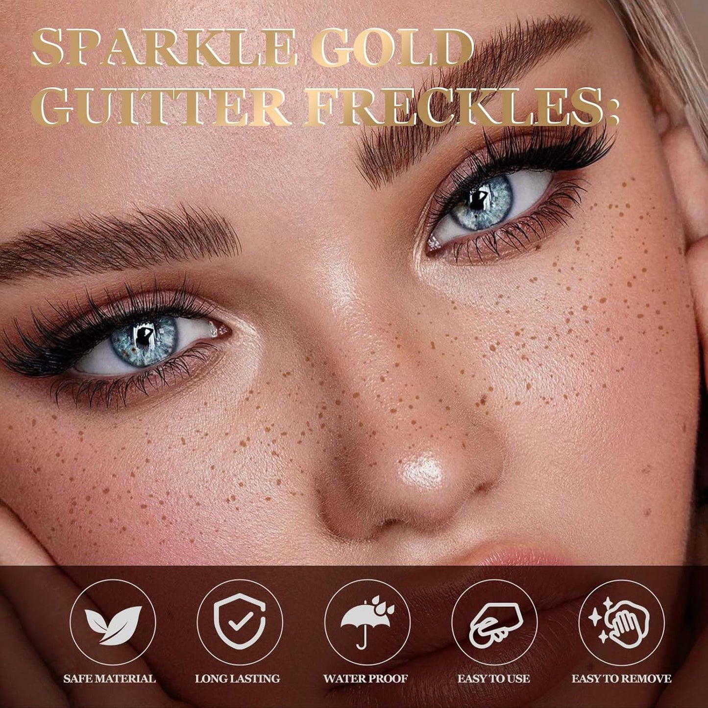 10 Pcs Glitter Freckles Face Tattoo, Face Glitter Makeup Patches, Waterproof Sparkle Freckles Tattoo Fairy Makeup Accessories For Women (Brown)