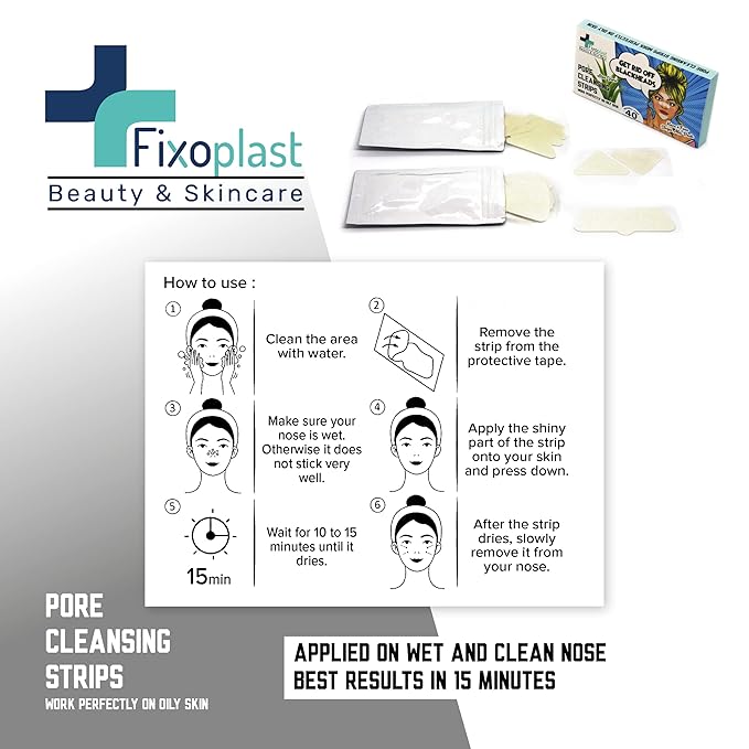 Nose Pore Strips with Aloe Vera, Blackhead Remover Strips, Beauty & Skincare, Cleansing, For All Skin Types, Dermatologically Tested, For Nose, Chin & T-zone, Pack of 40pcs,