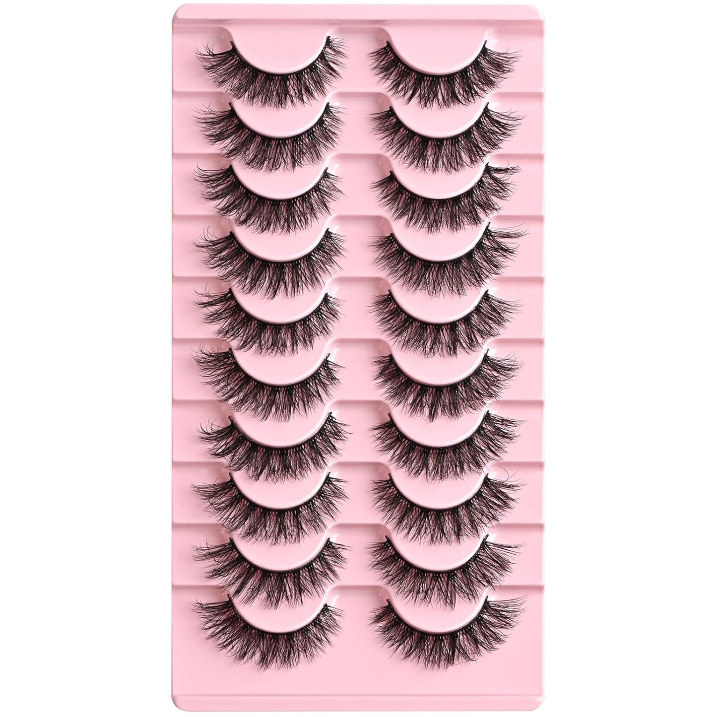 FARRED Natural Lashes Short Eyelashes Wispy False Mink Lash Pack 10 Pair Natural Look Fluffy Cat Eye Strip Eyelash Small Fake Lashes Full Pestañas Sets for MUA and Beginners Daily Makeup (C6 | 8-14MM)