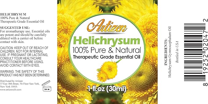 Artizen - 30ml Helichrysum Essential Oil - 100% Pure and Natural Helichrysum Oil for Hair Care, Home Diffusers, Skin, Aromatherapy, Massage and Humidifiers - 1 Fluid Ounce