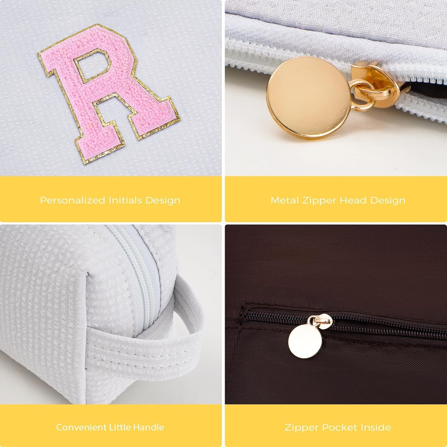 Personalized Anniversary Wife's Birthday Gifts,Mothers Day Gifts for Women,Wife Gifts from Husband,Cool Birthday Gifts for Wife,Makeup Bag Set Cosmetic Bag for Teen Girls - White,R