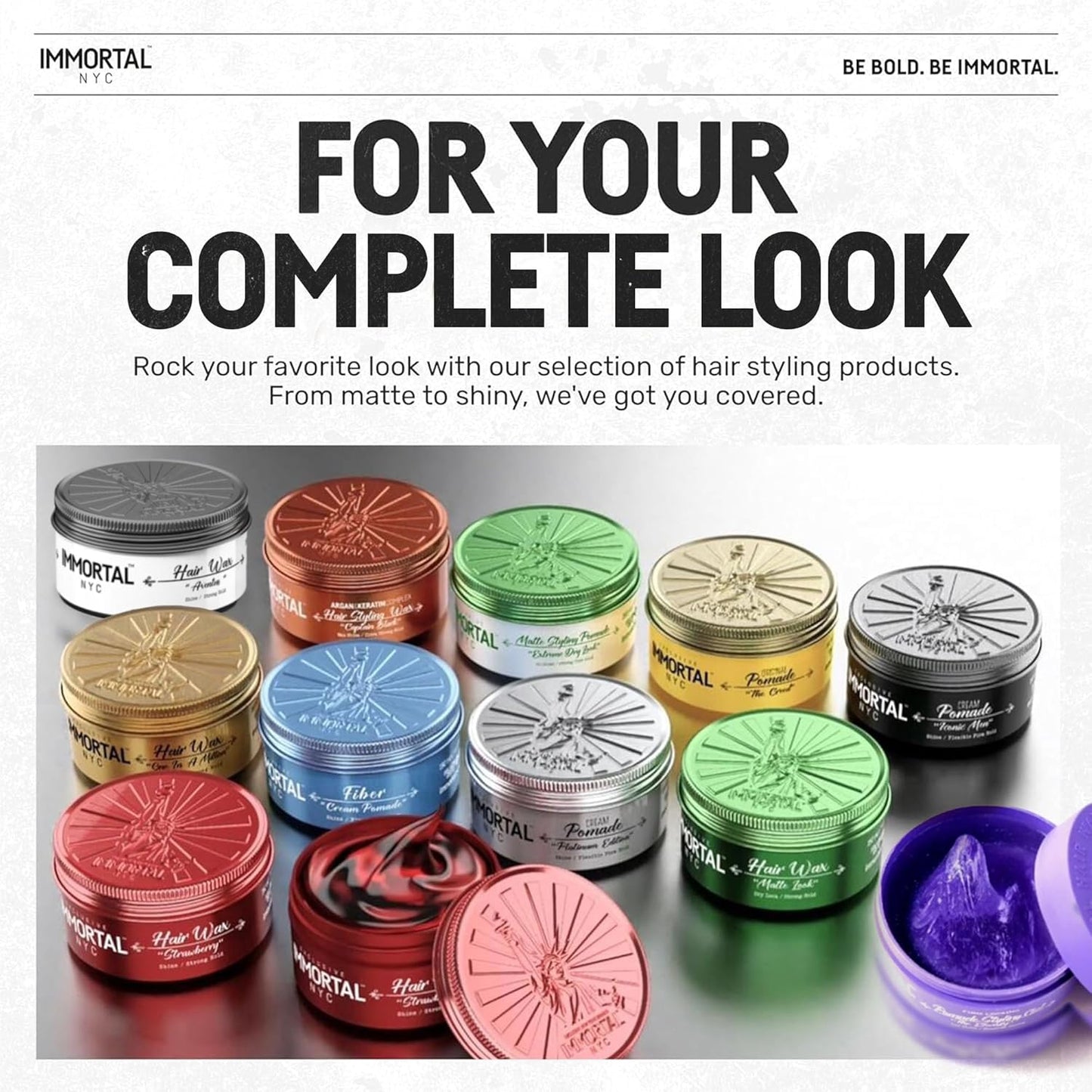 Immortal NYC Hair Waxes for Men - Aventus Extra Strong Hold, Low Shine Hair Wax - Mens Water Based, No Residue Non-Greasy Hair Paste -Pomade- All Natural Styling Wax for All Hair Types