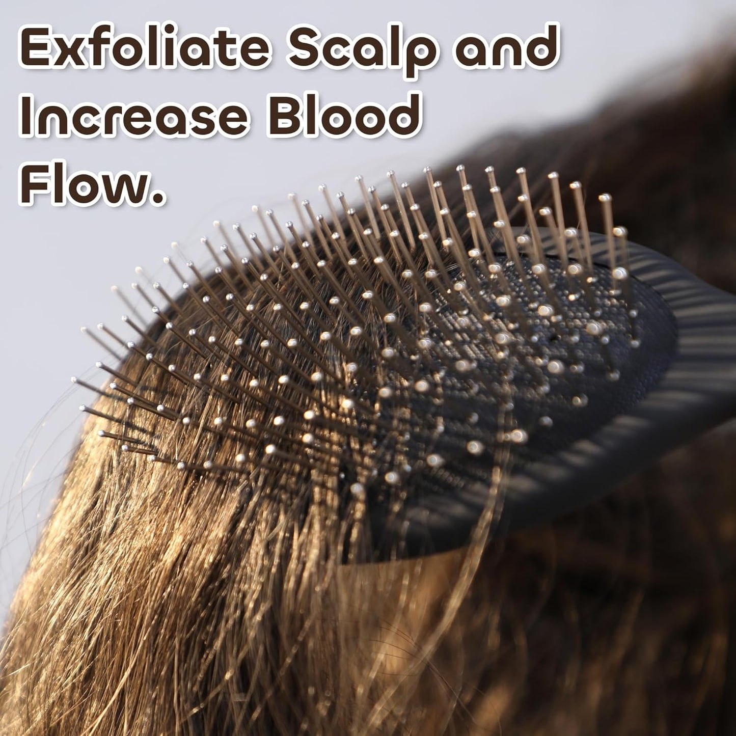 WeiLa Anti-Static Hair Brush Oval, Stainless-Steel Bristles Detangler for Wigs & Hair, ABS Handle (Tektite Black + Blue, Couple)