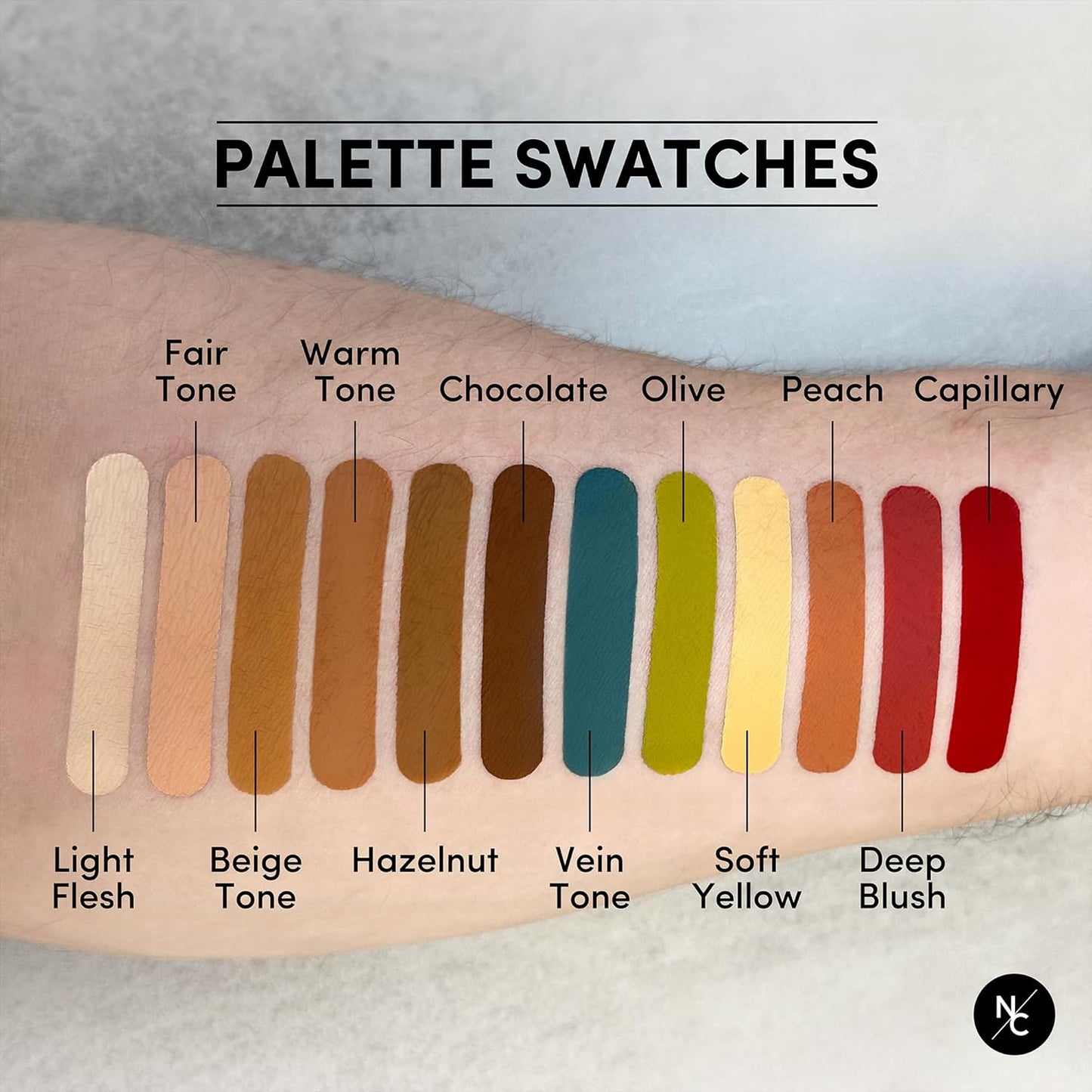 Narrative Cosmetics Flesh Tone Alcohol Airbrush Paints - 2 fl oz, Skin Safe, Quick Dry, Waterproof, Sweatproof, Transferproof Liquid Makeup for Tattoo Cover-Up, Bodypainting, FX Makeup - Capillary